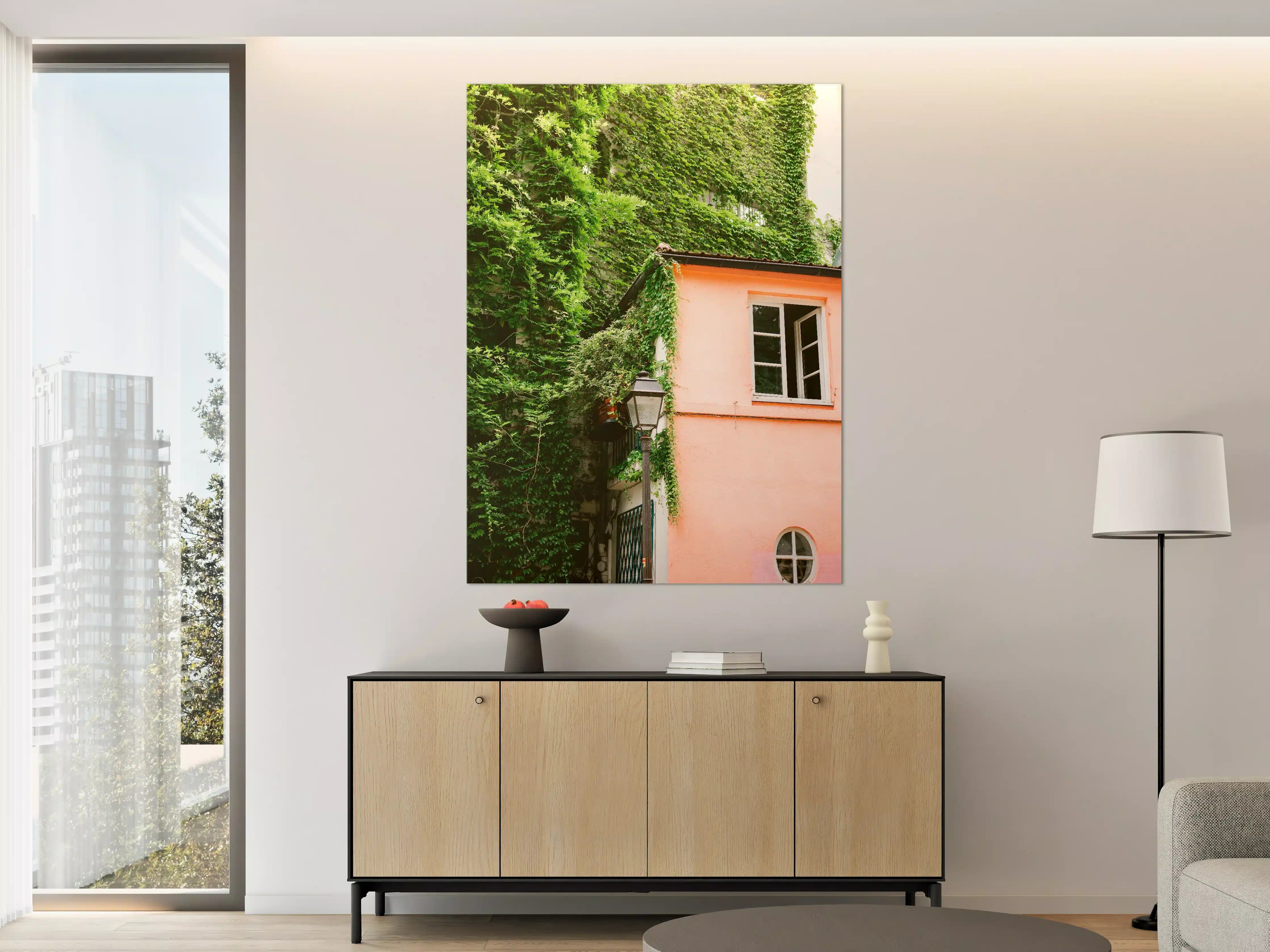 Große Wandbilder - Grün-Pinkes Montmartre-Haus