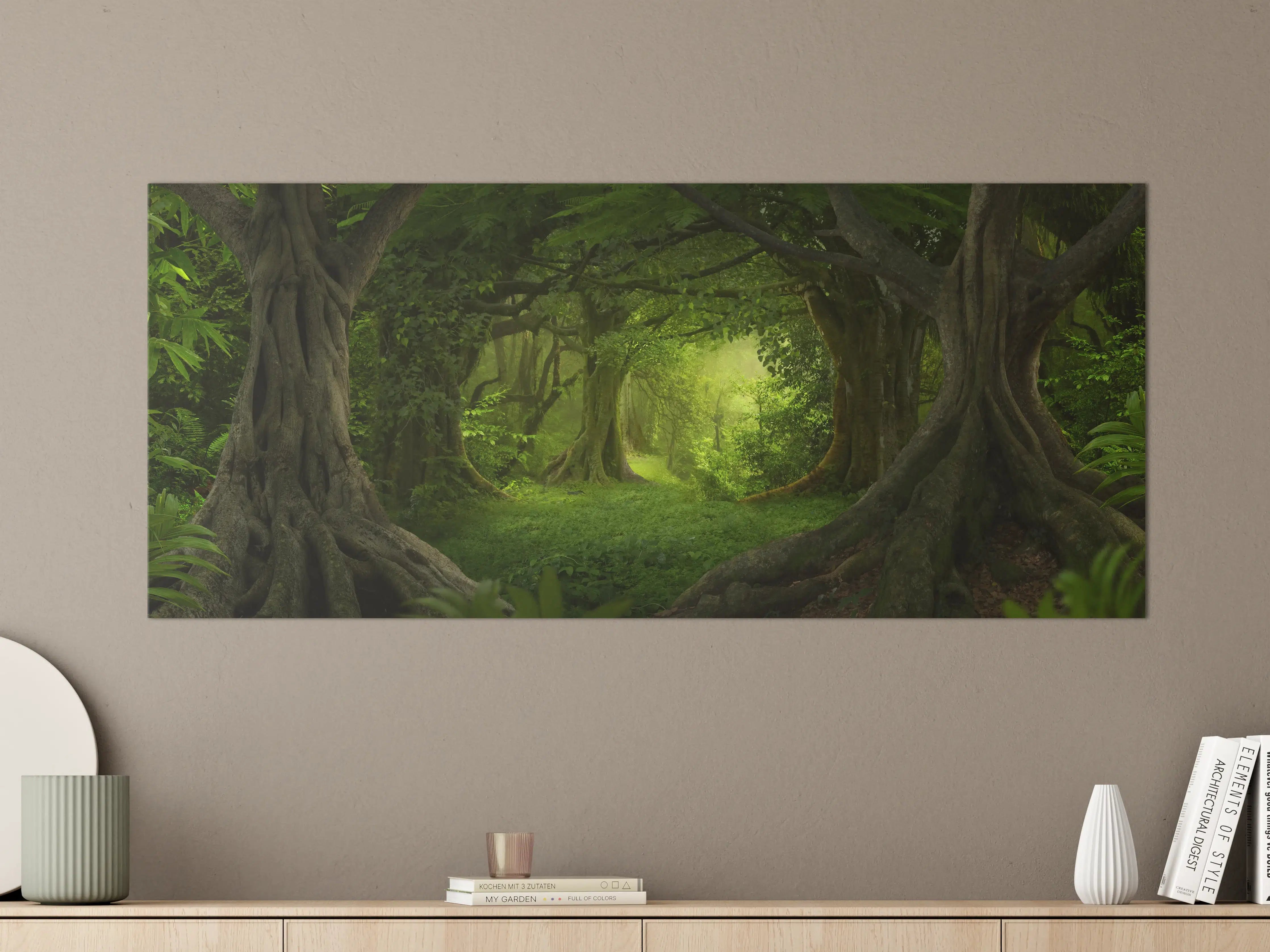 Große Wandbilder - Grüne Dschungel Lichtung Panorama