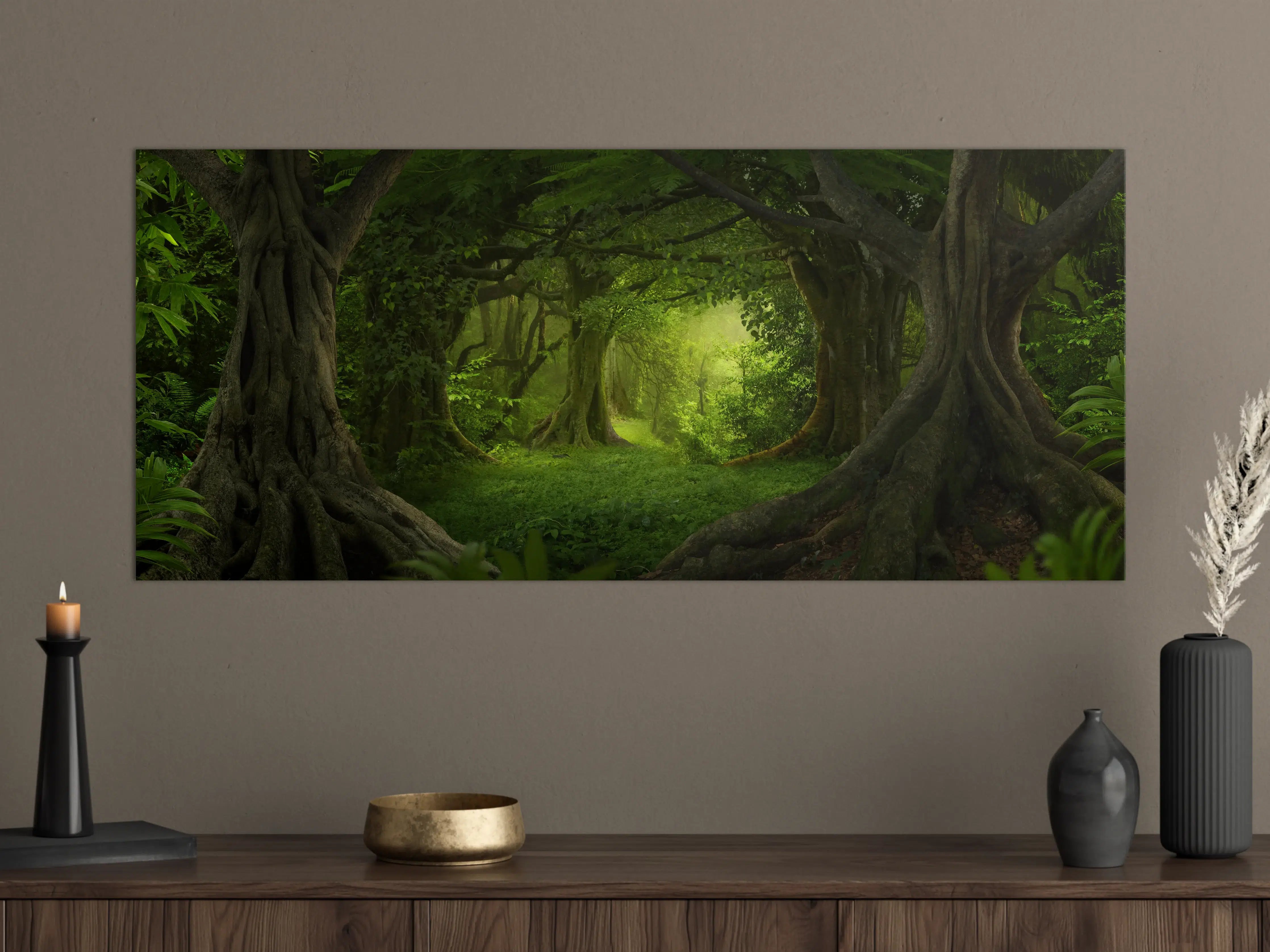 Große Wandbilder - Grüne Dschungel Lichtung Panorama