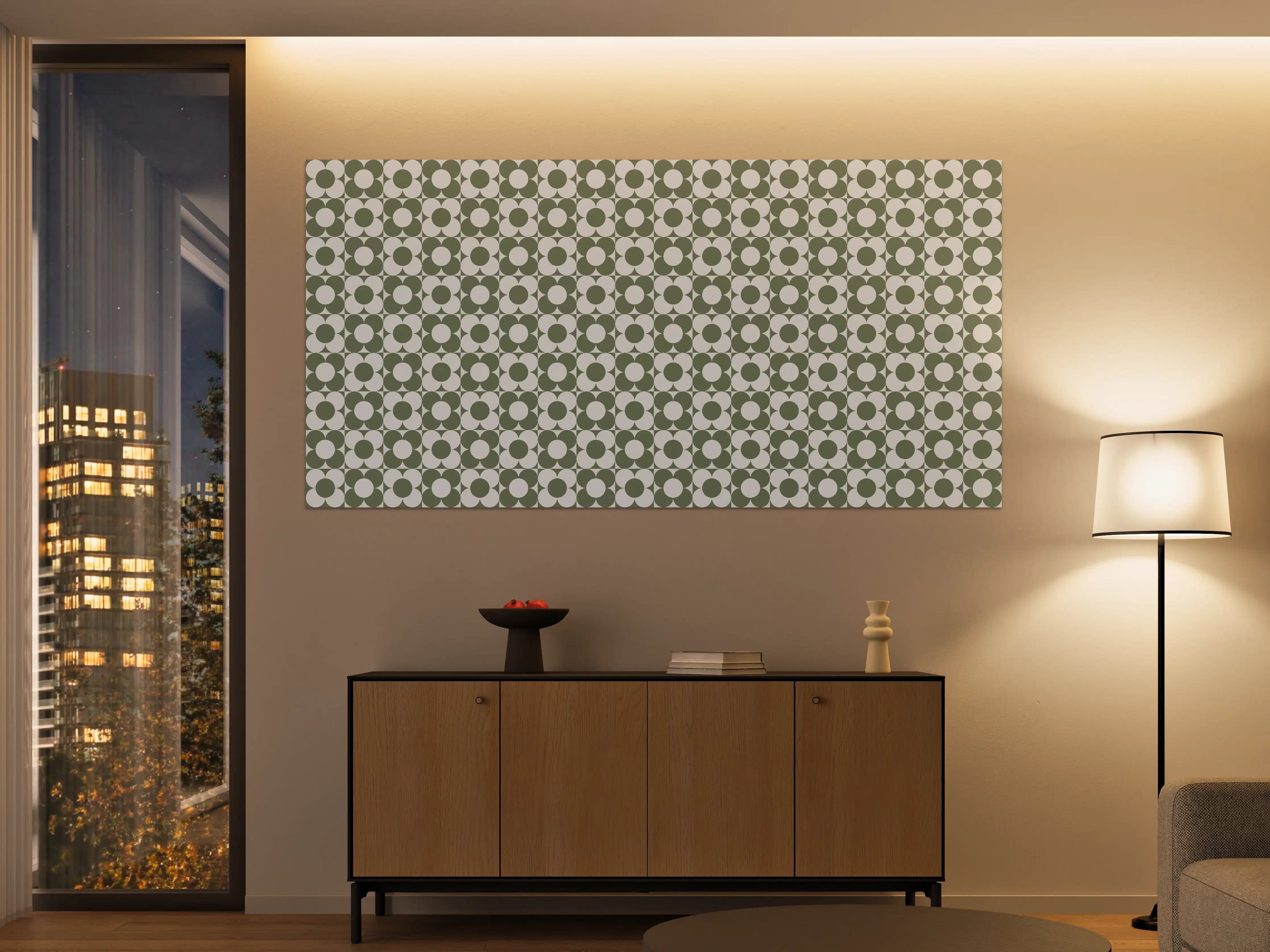 Große Wandbilder - Grüne GeometrieMusterwand