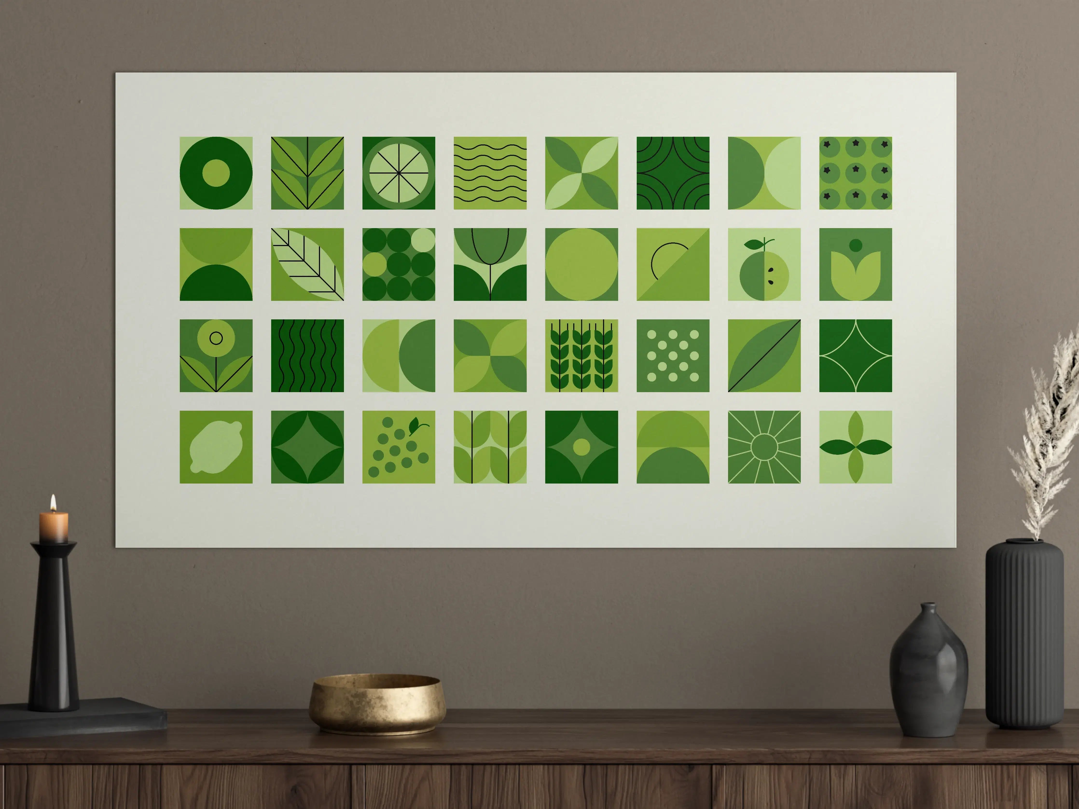 Große Wandbilder - Grüne Naturmuster in modernem Design