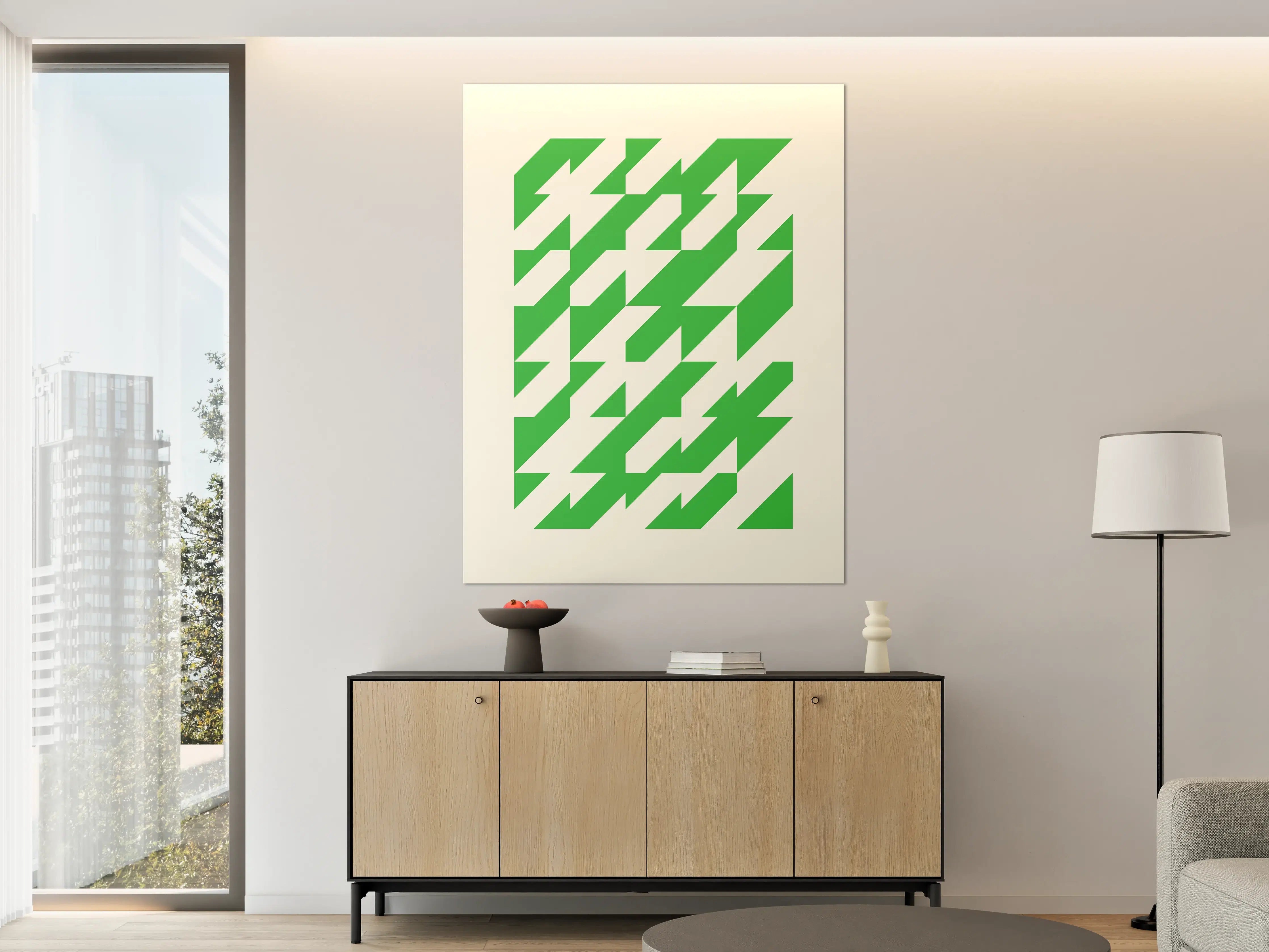 Große Wandbilder - Grüne geometrische Abstraktion