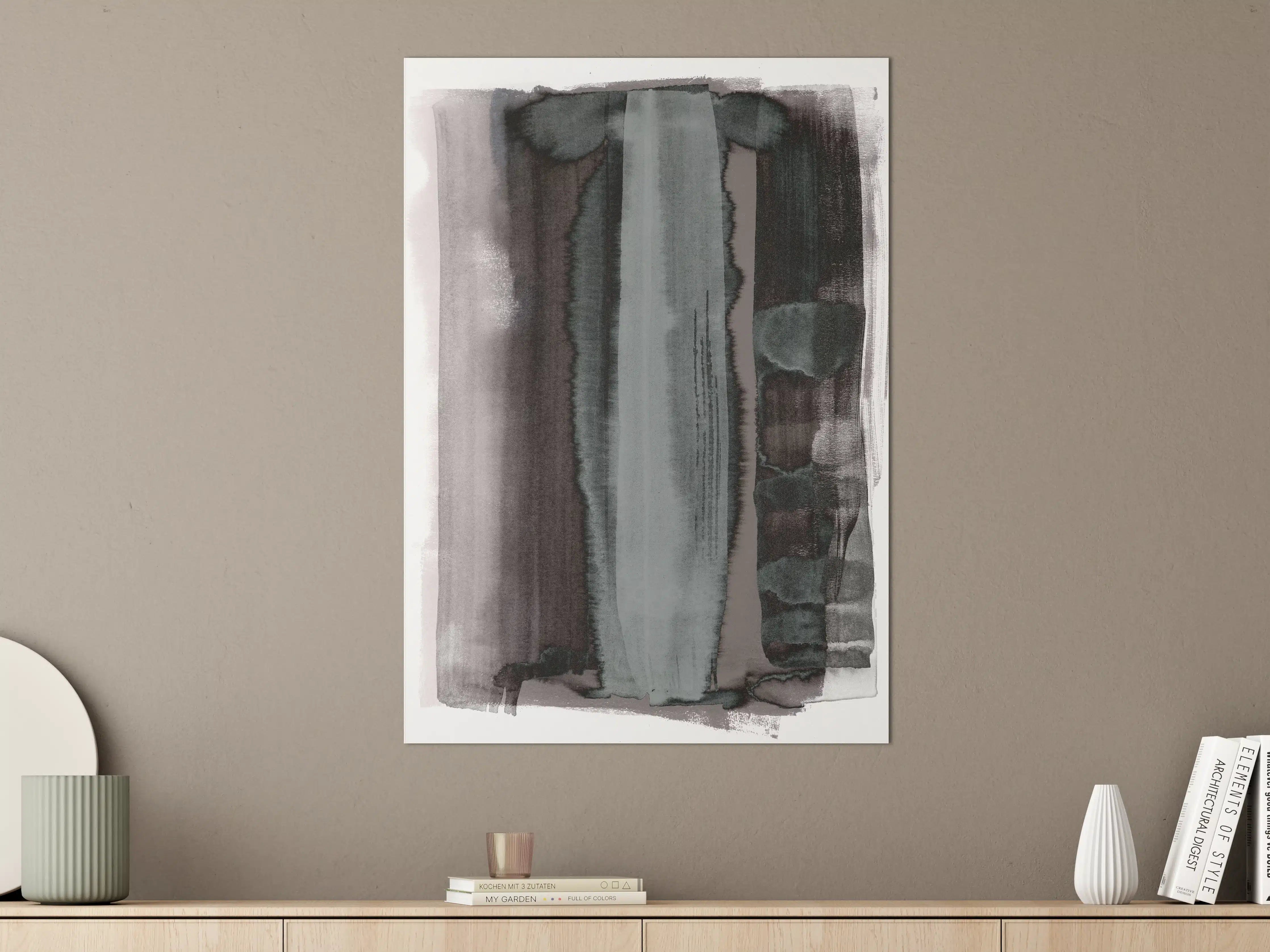 Große Wandbilder - Grüner Aquarell Pinselstrich
