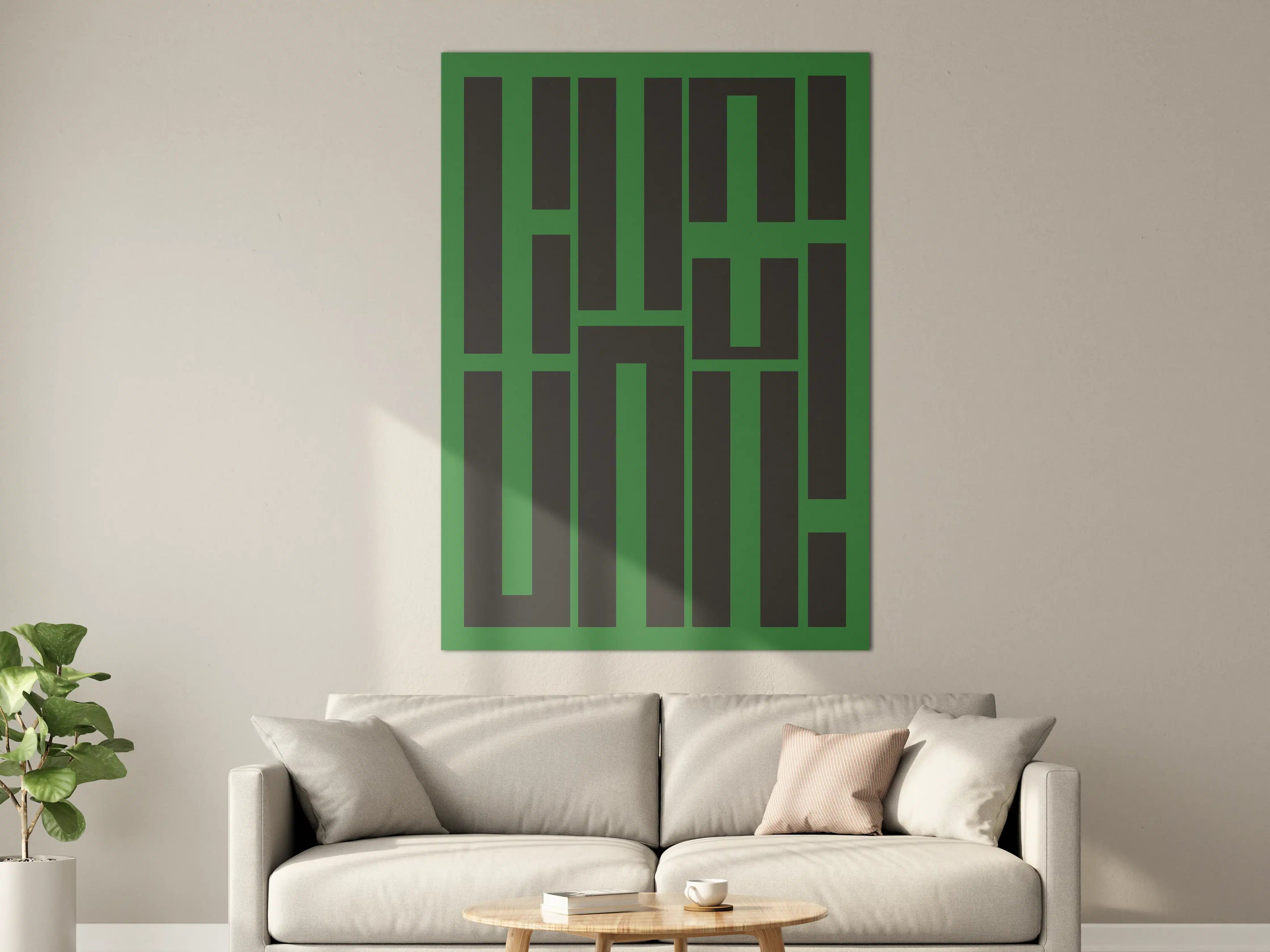 Große Wandbilder - Grüner Hintergrund mit urbanem Geometrie-Design