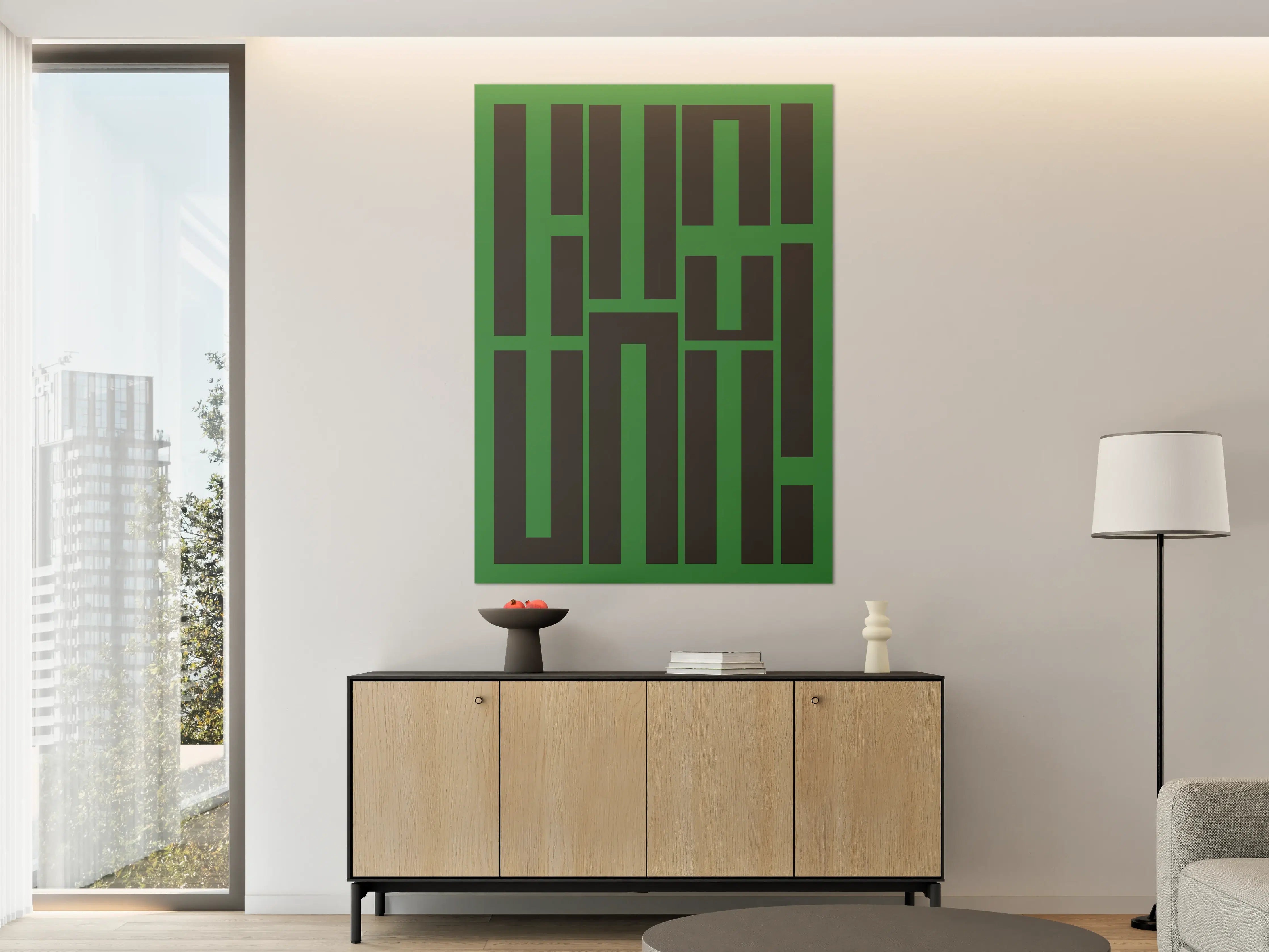 Große Wandbilder - Grüner Hintergrund mit urbanem Geometrie-Design