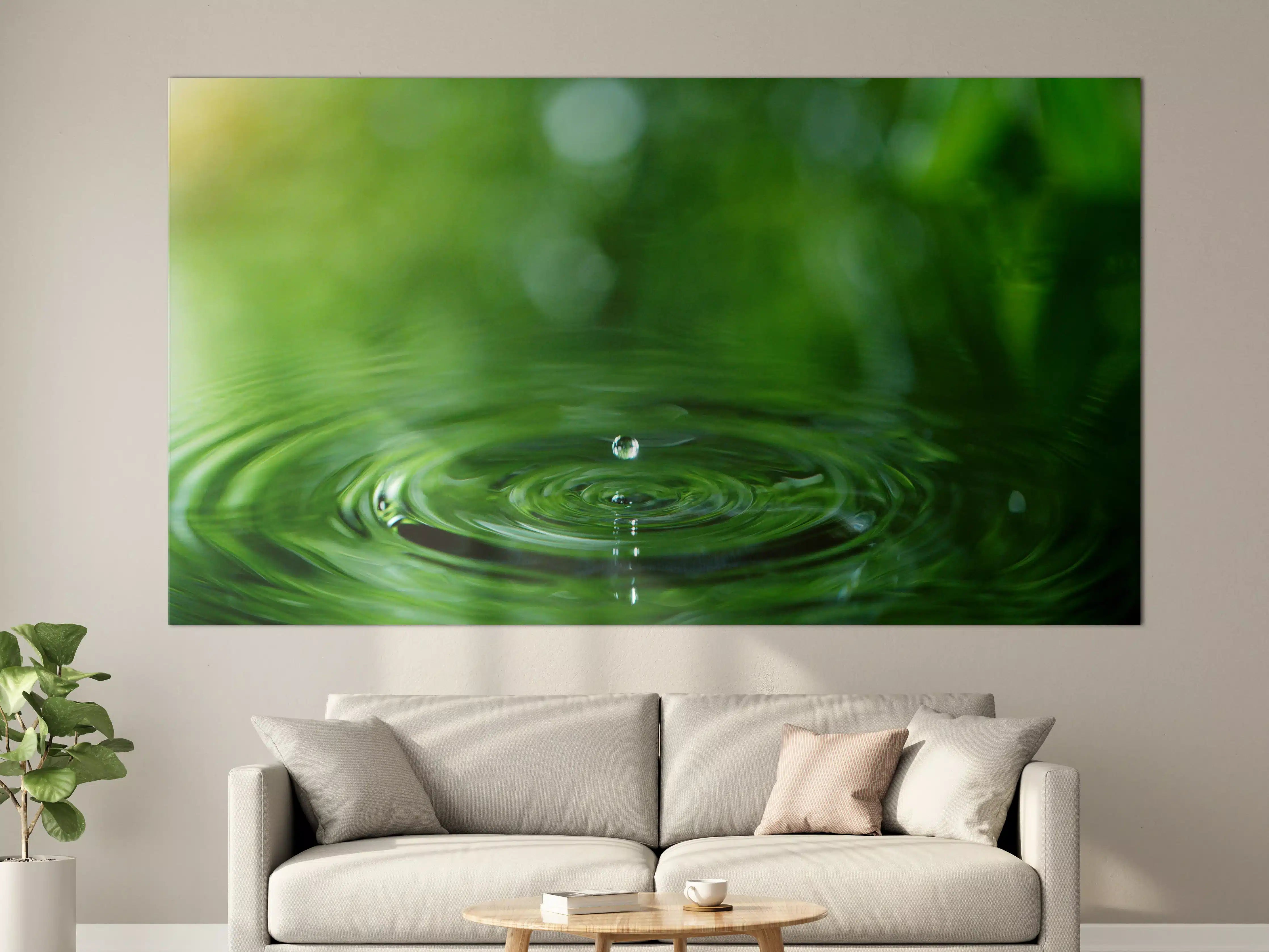 Große Wandbilder - Grüner Wassertropfen im Zen-Garten