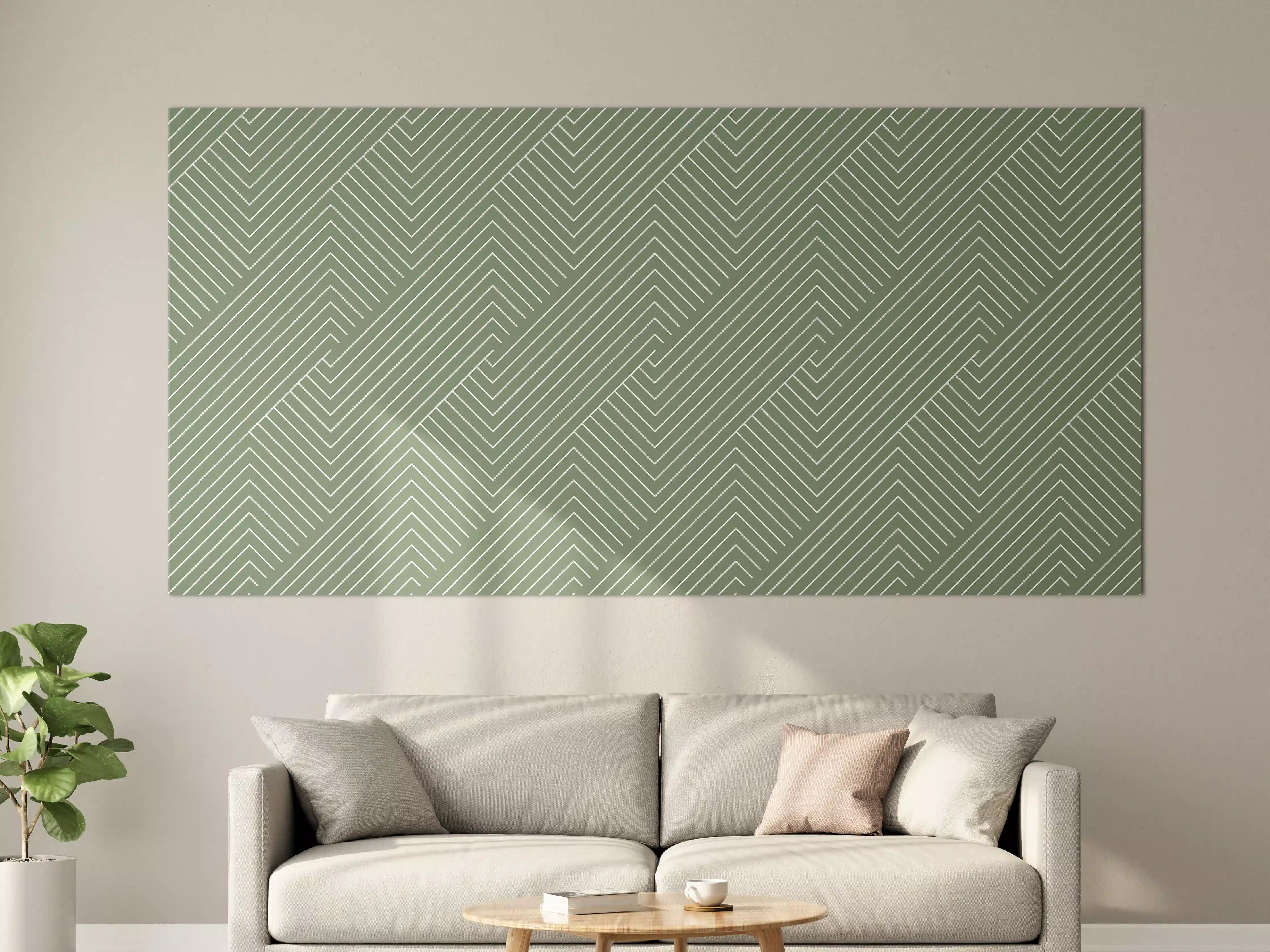 Große Wandbilder - Grünes geometrisches Linienmuster