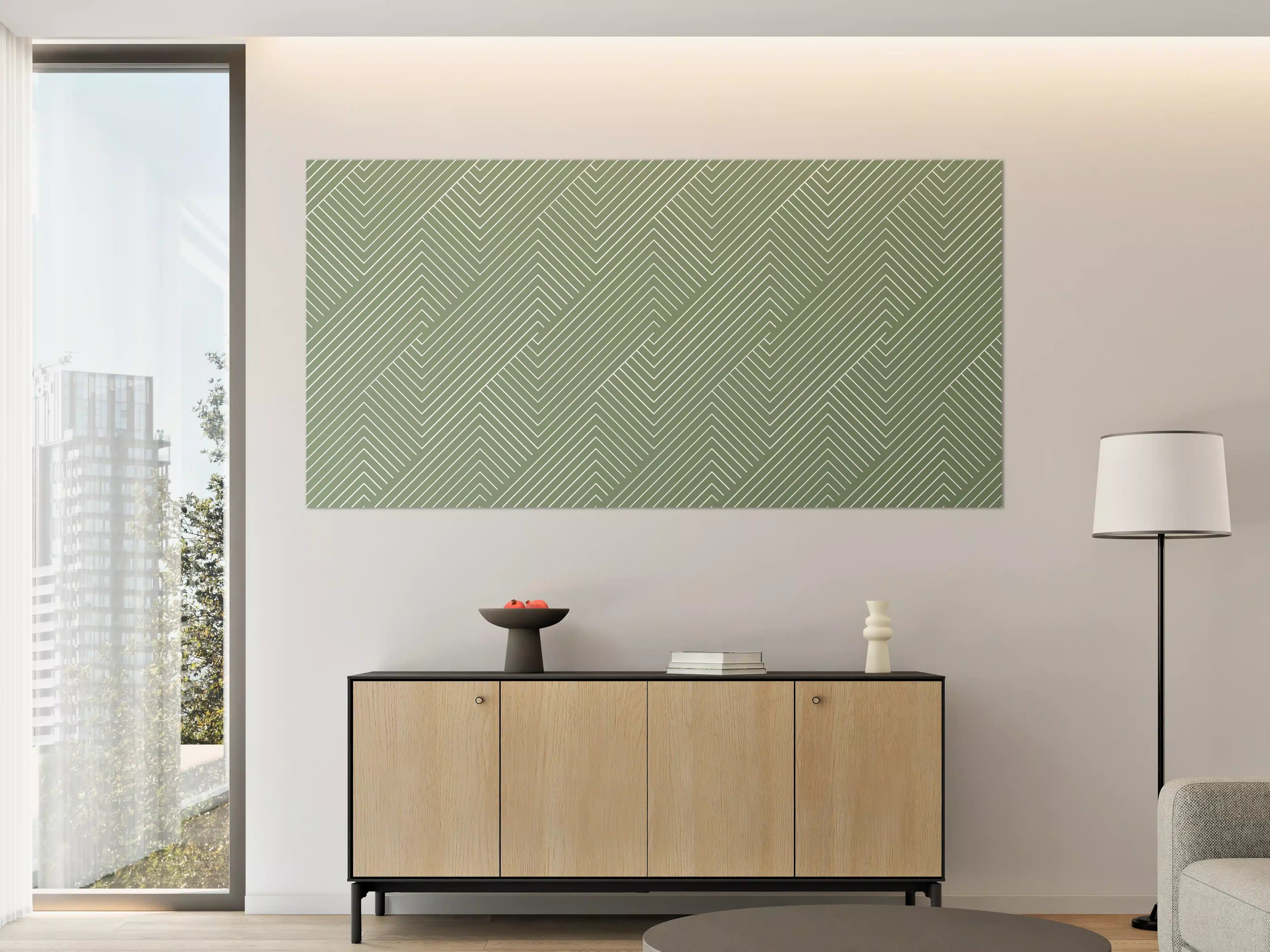 Große Wandbilder - Grünes geometrisches Linienmuster