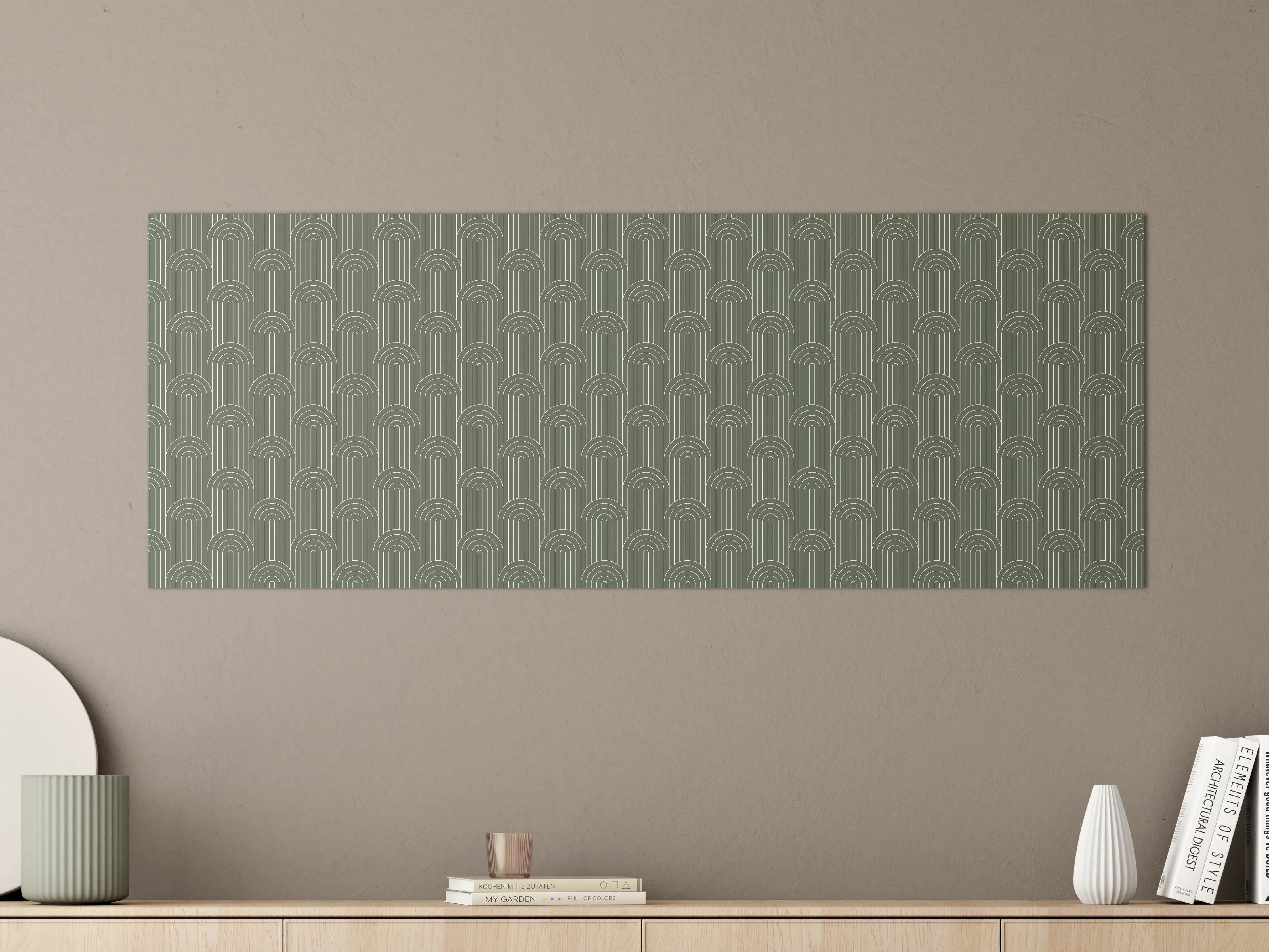 Große Wandbilder - Grünes geometrisches Muster mit Linien