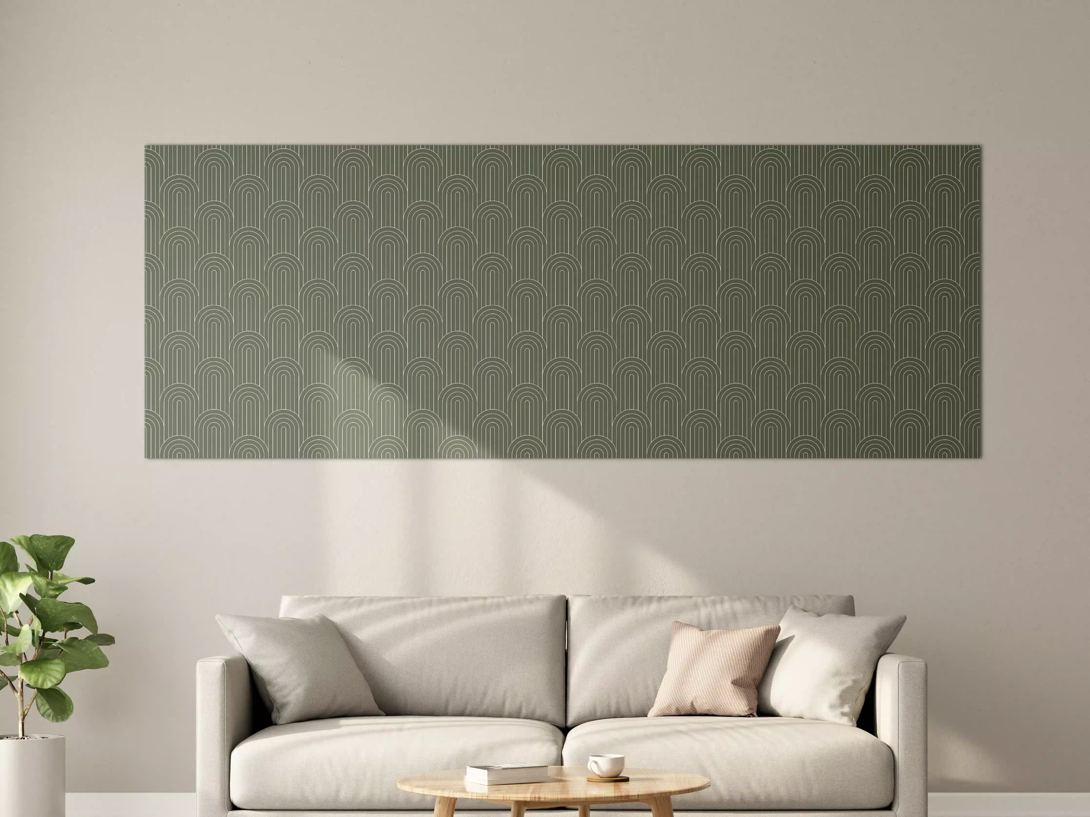 Große Wandbilder - Grünes geometrisches Muster mit Linien