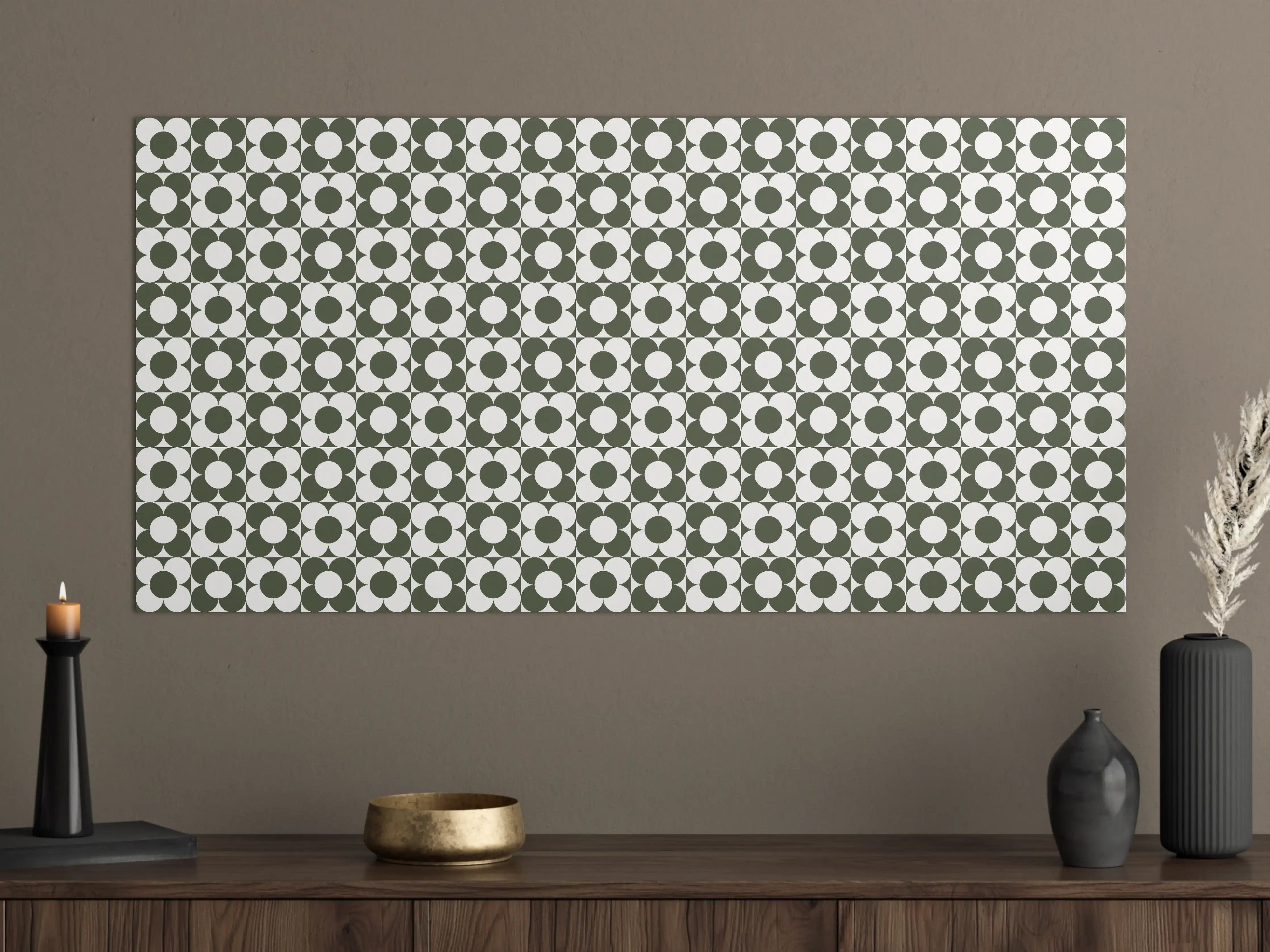 Große Wandbilder - Grünes und Weißes geometrisches Muster