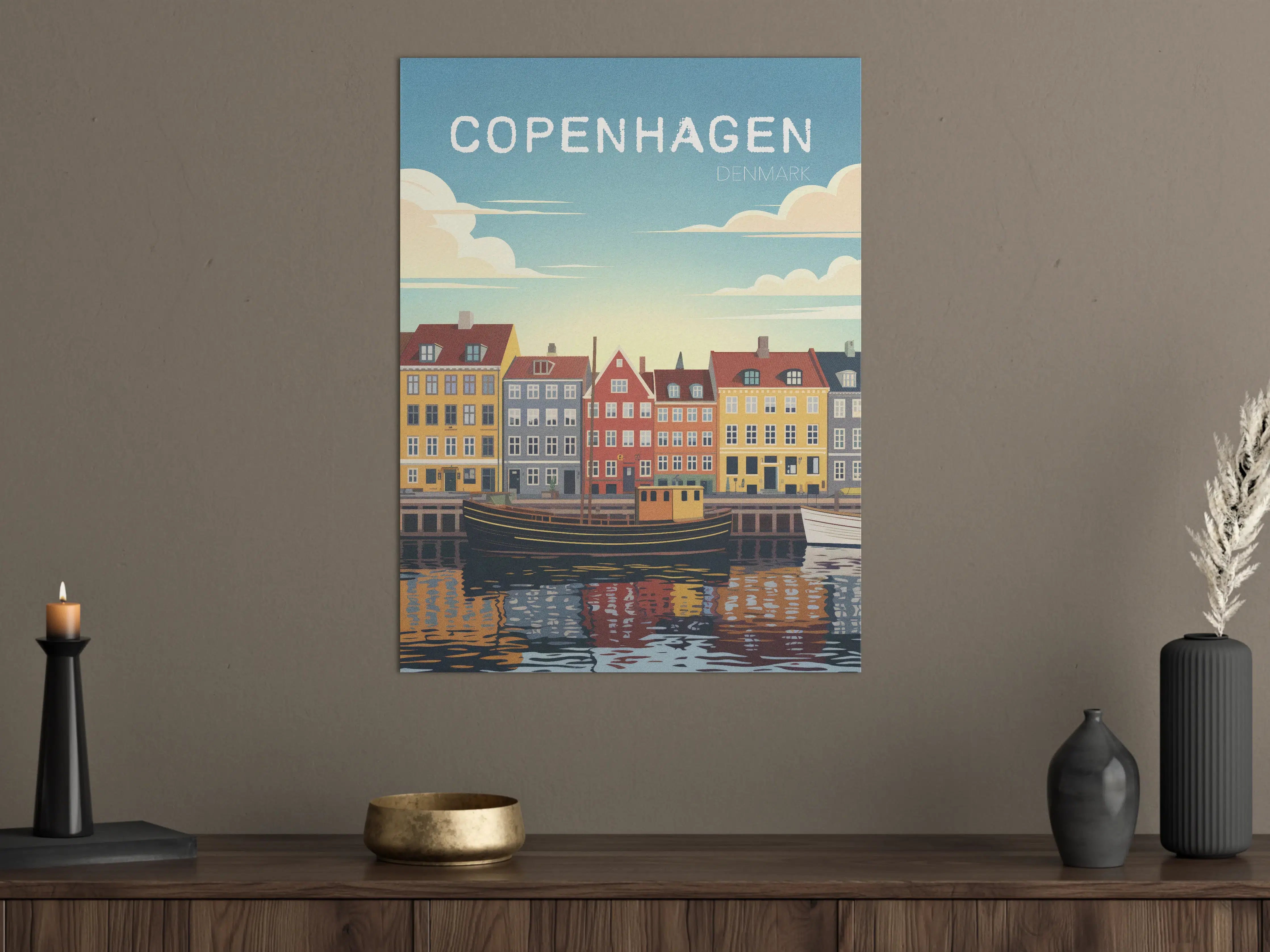 Große Wandbilder - Hafenstadt in DK mit bunten Häusern