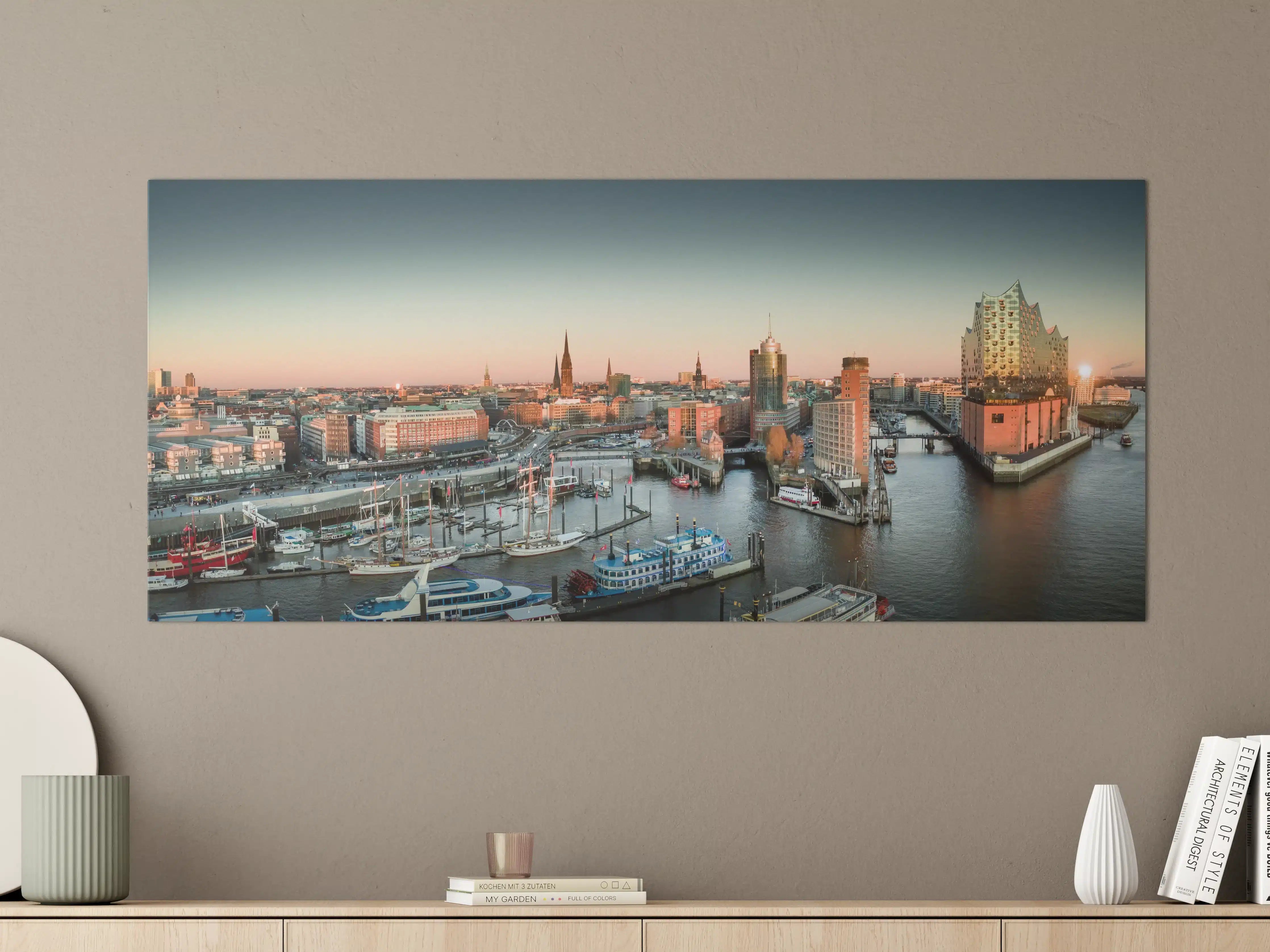Große Wandbilder - Hamburg Hafen bei Sonnenuntergang
