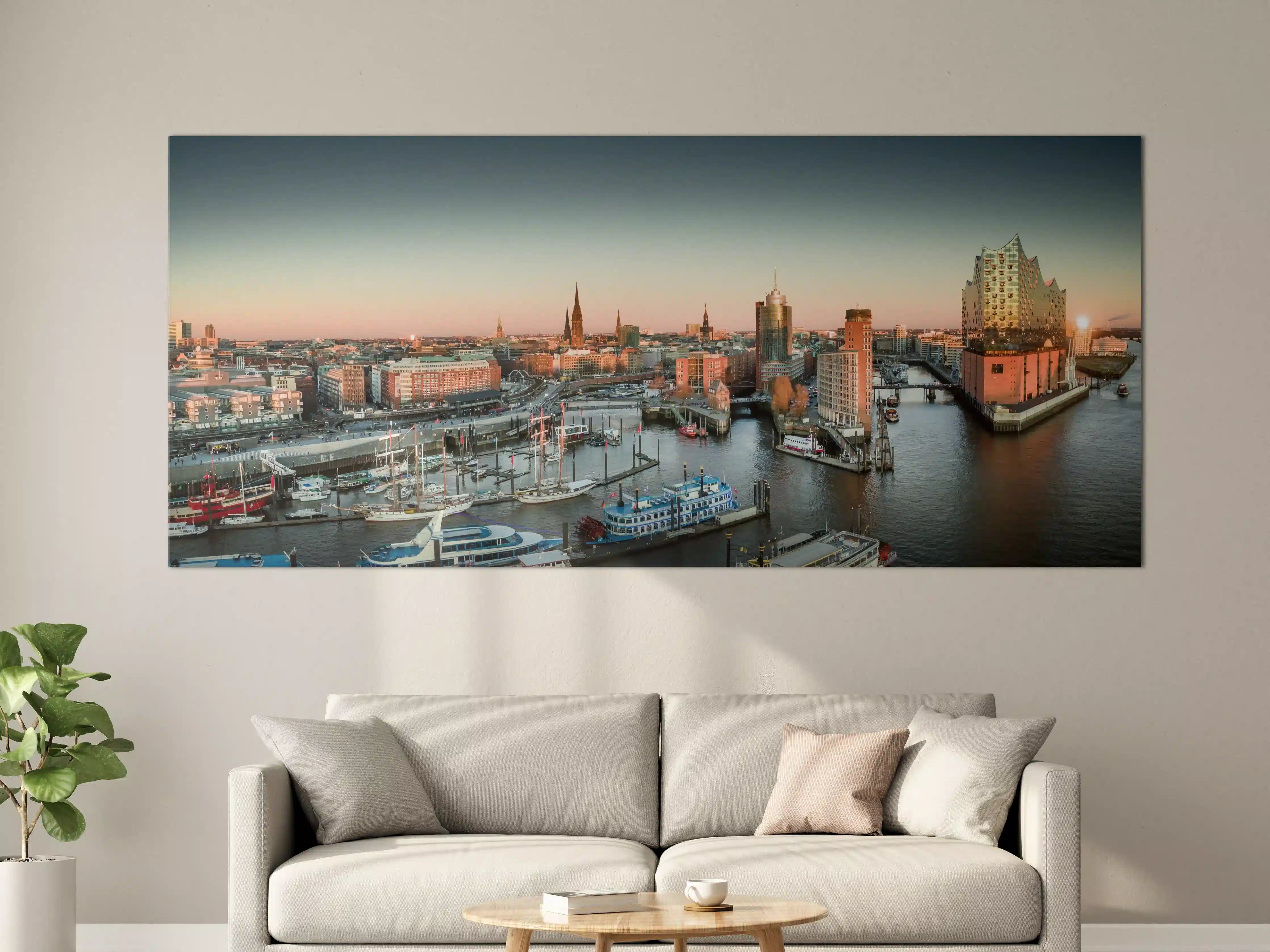 Große Wandbilder - Hamburg Hafen bei Sonnenuntergang