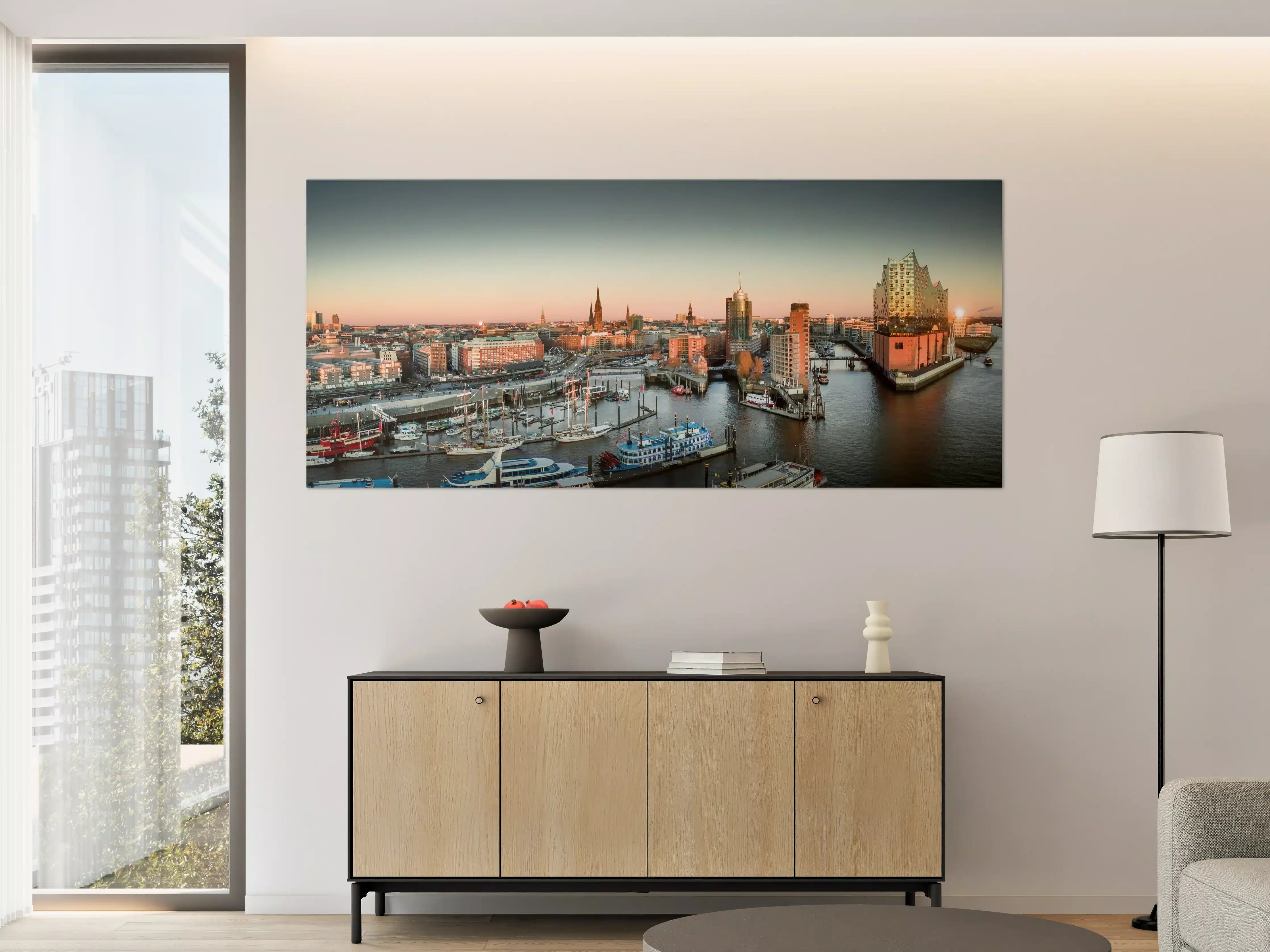 Große Wandbilder - Hamburg Hafen bei Sonnenuntergang