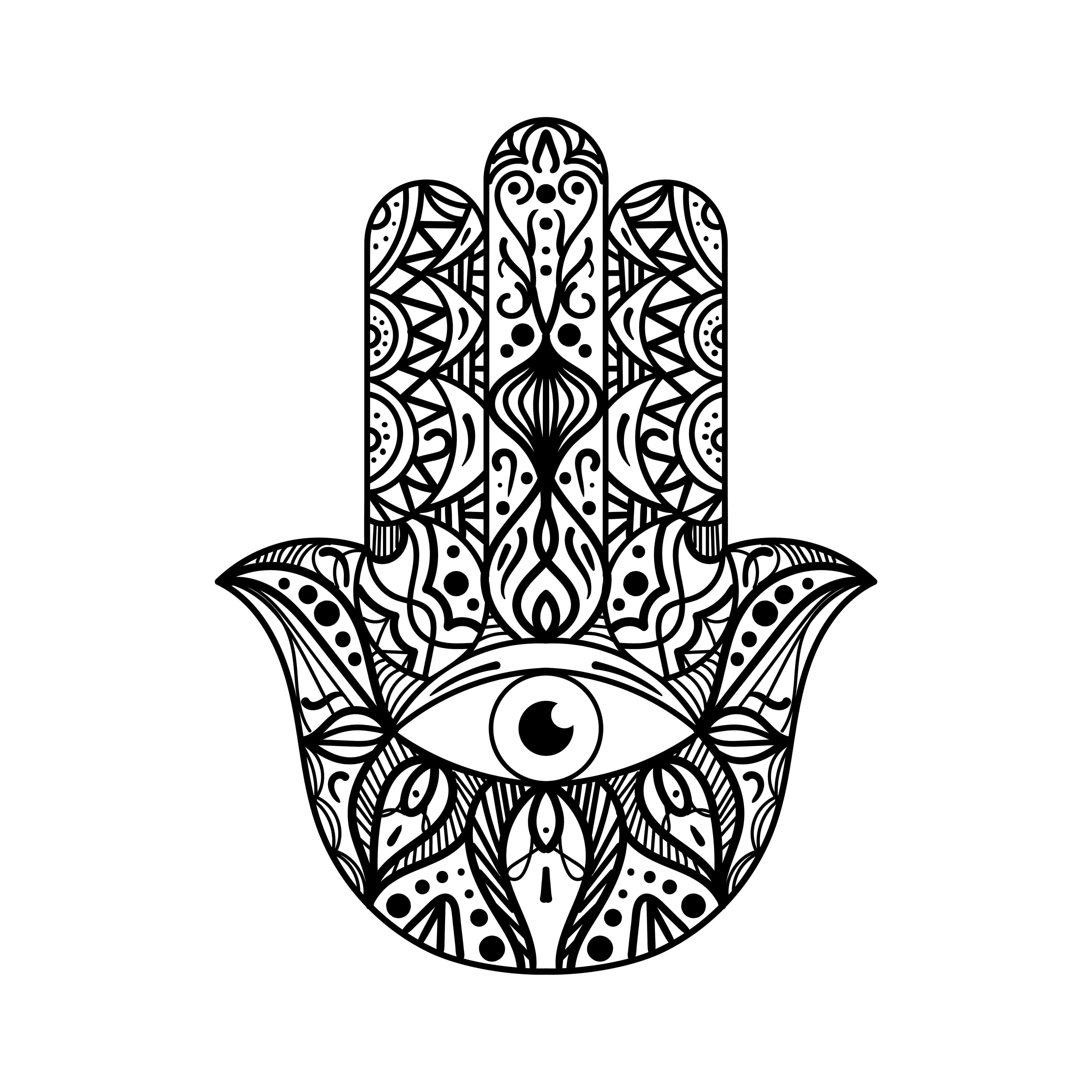Große Wandbilder-Hamsa Hand mit Auge im Zentangle-Stil