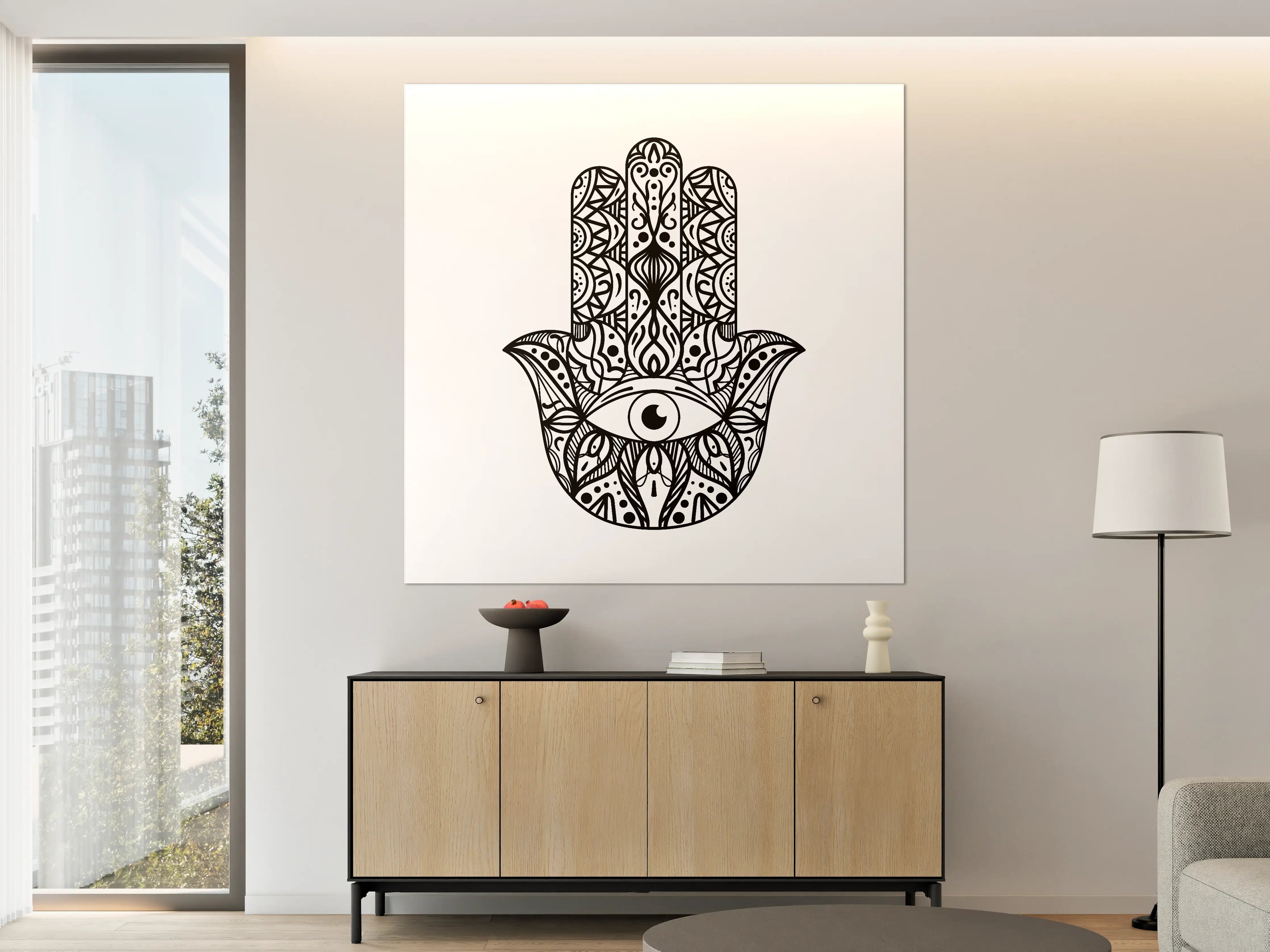 Große Wandbilder - Hamsa Hand mit Auge im Zentangle-Stil