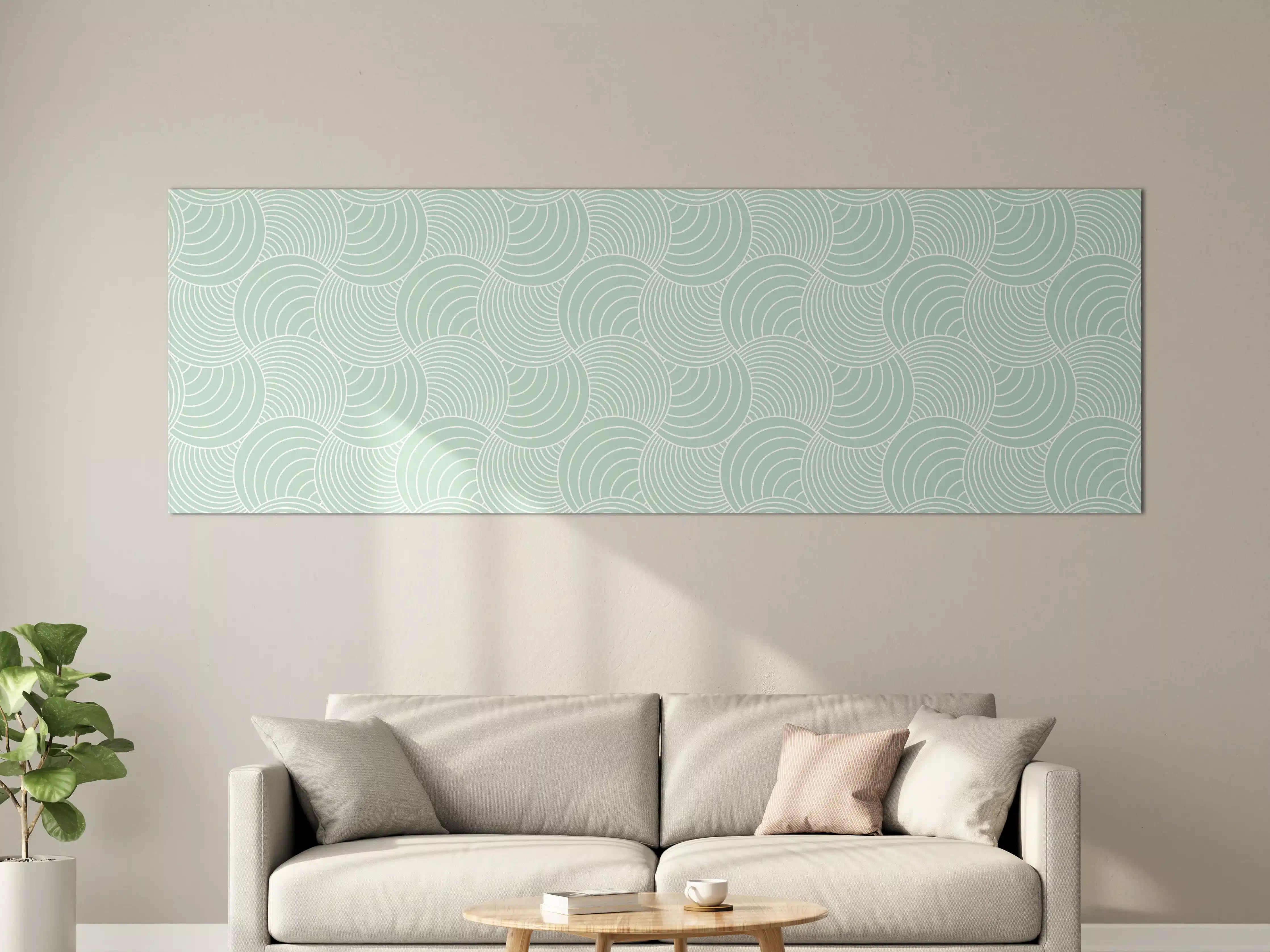 Große Wandbilder - Harmonisches Mint-Grün mit geometrischen Linien