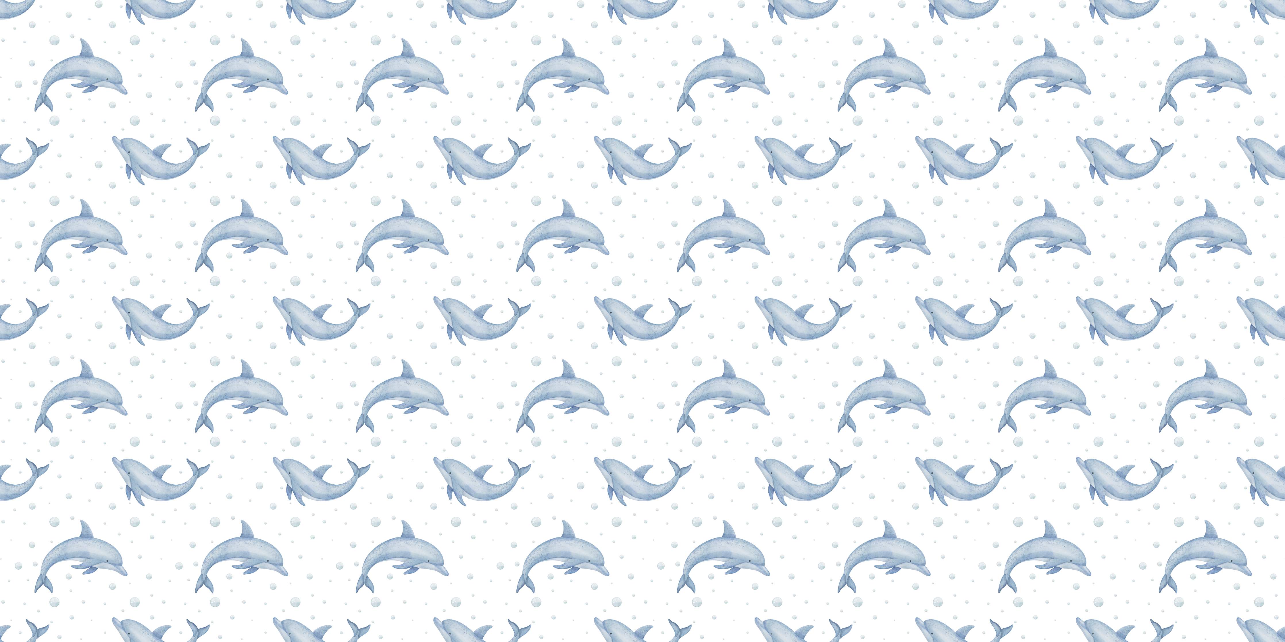 Große Wandbilder-Hauchzarter Delfin-Print in Blau und Weiß
