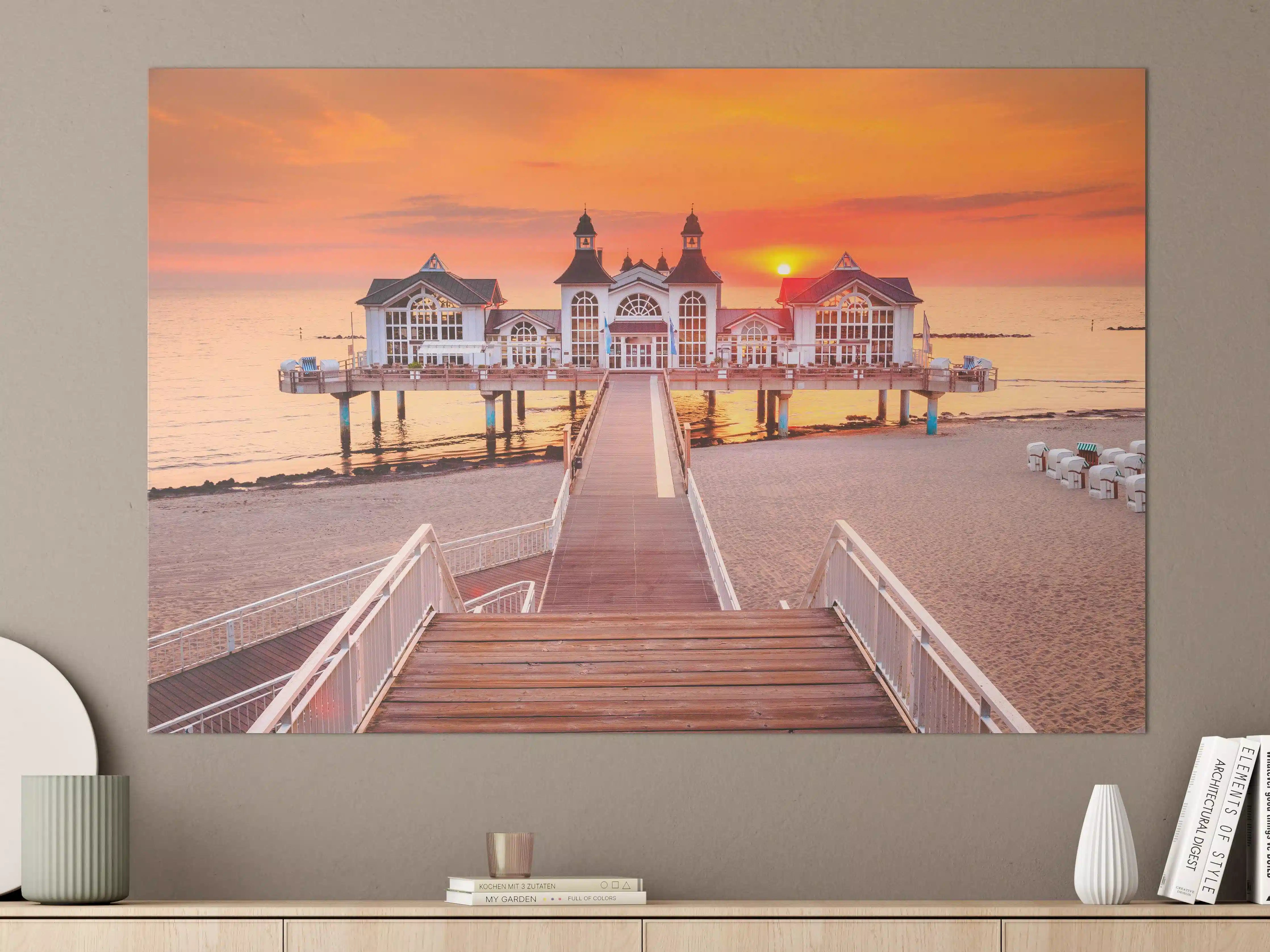 Große Wandbilder - Haus auf Wasser bei Sonnenaufgang
