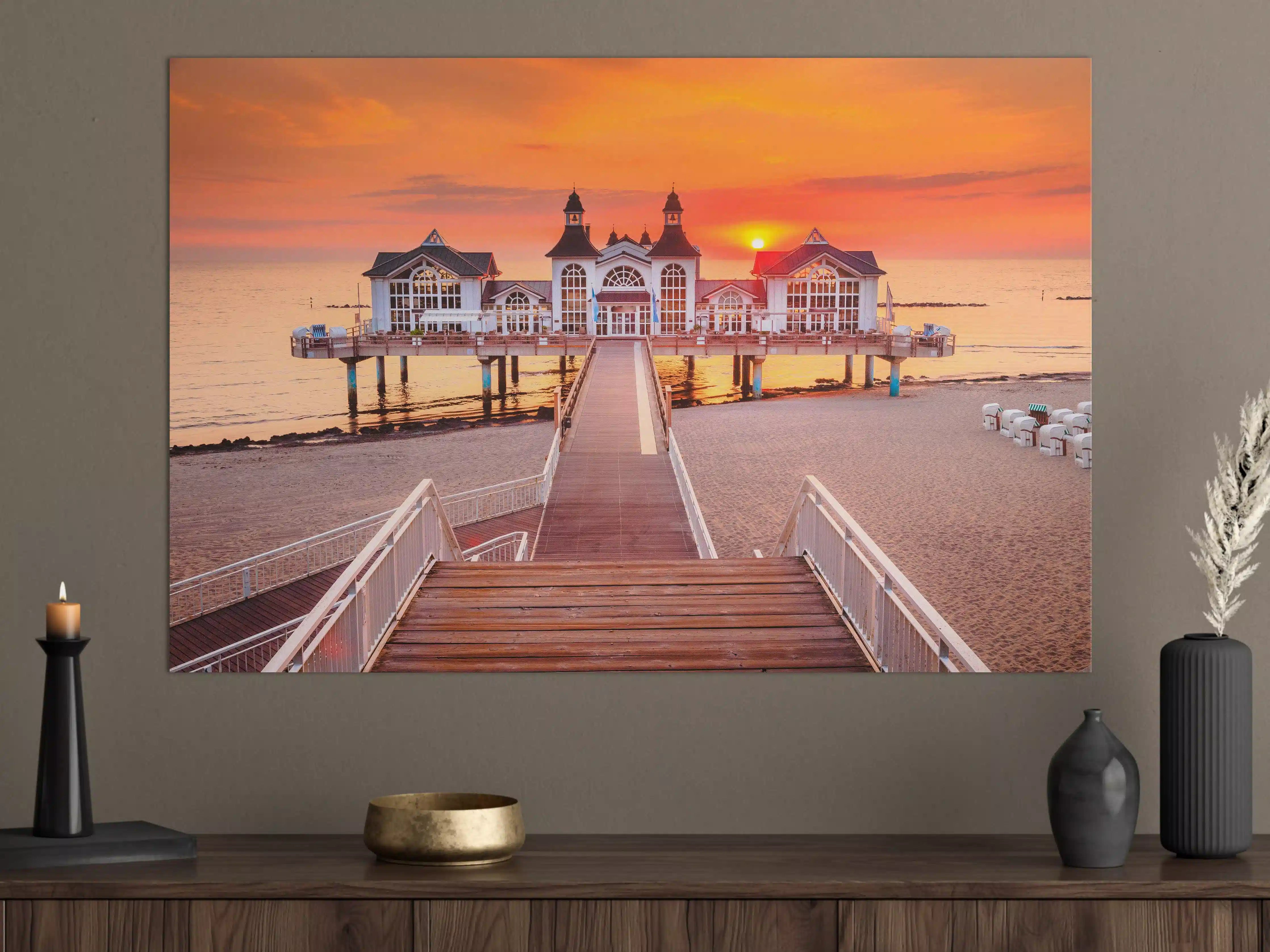 Große Wandbilder - Haus auf Wasser bei Sonnenaufgang