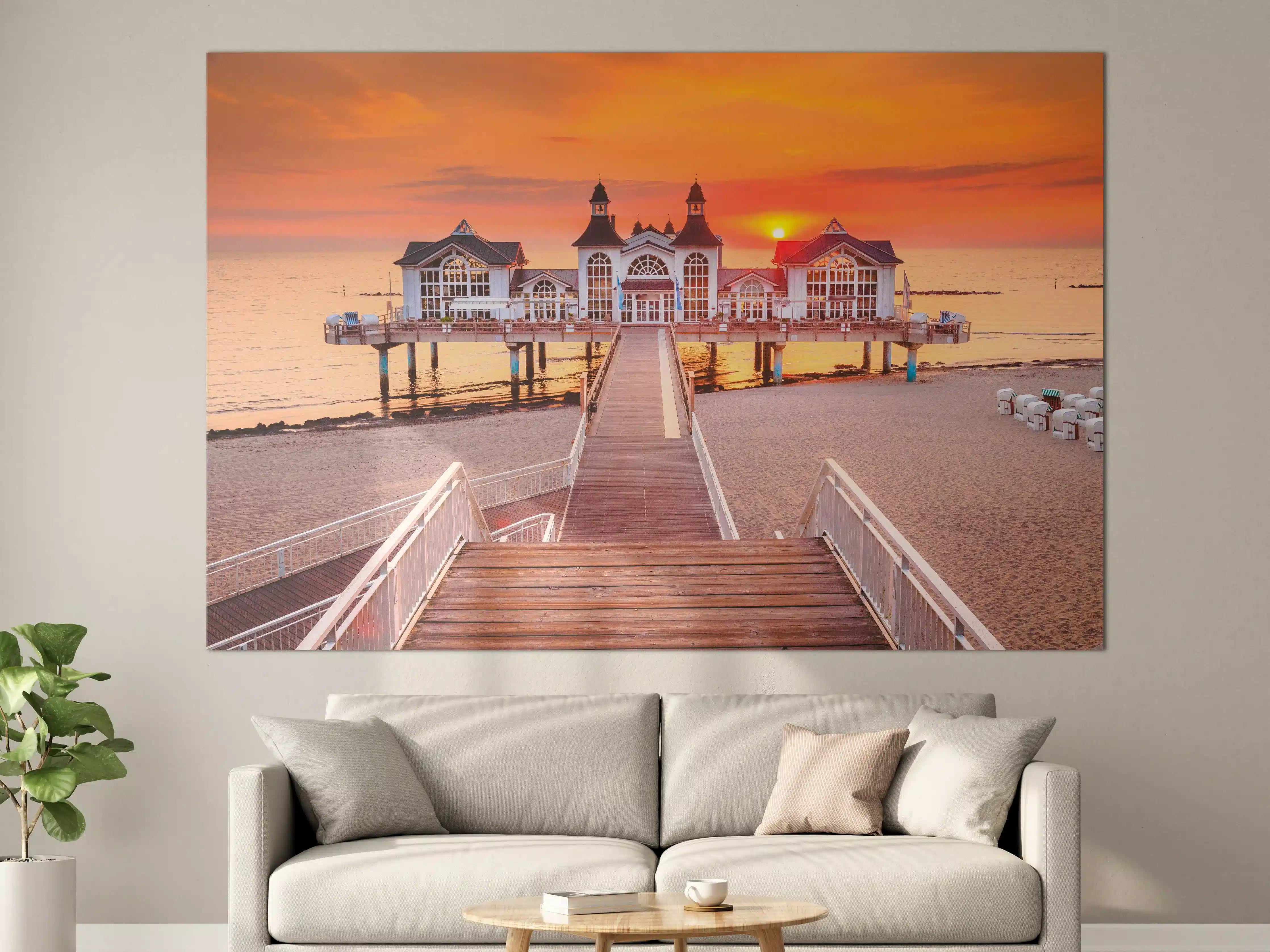 Große Wandbilder - Haus auf Wasser bei Sonnenaufgang