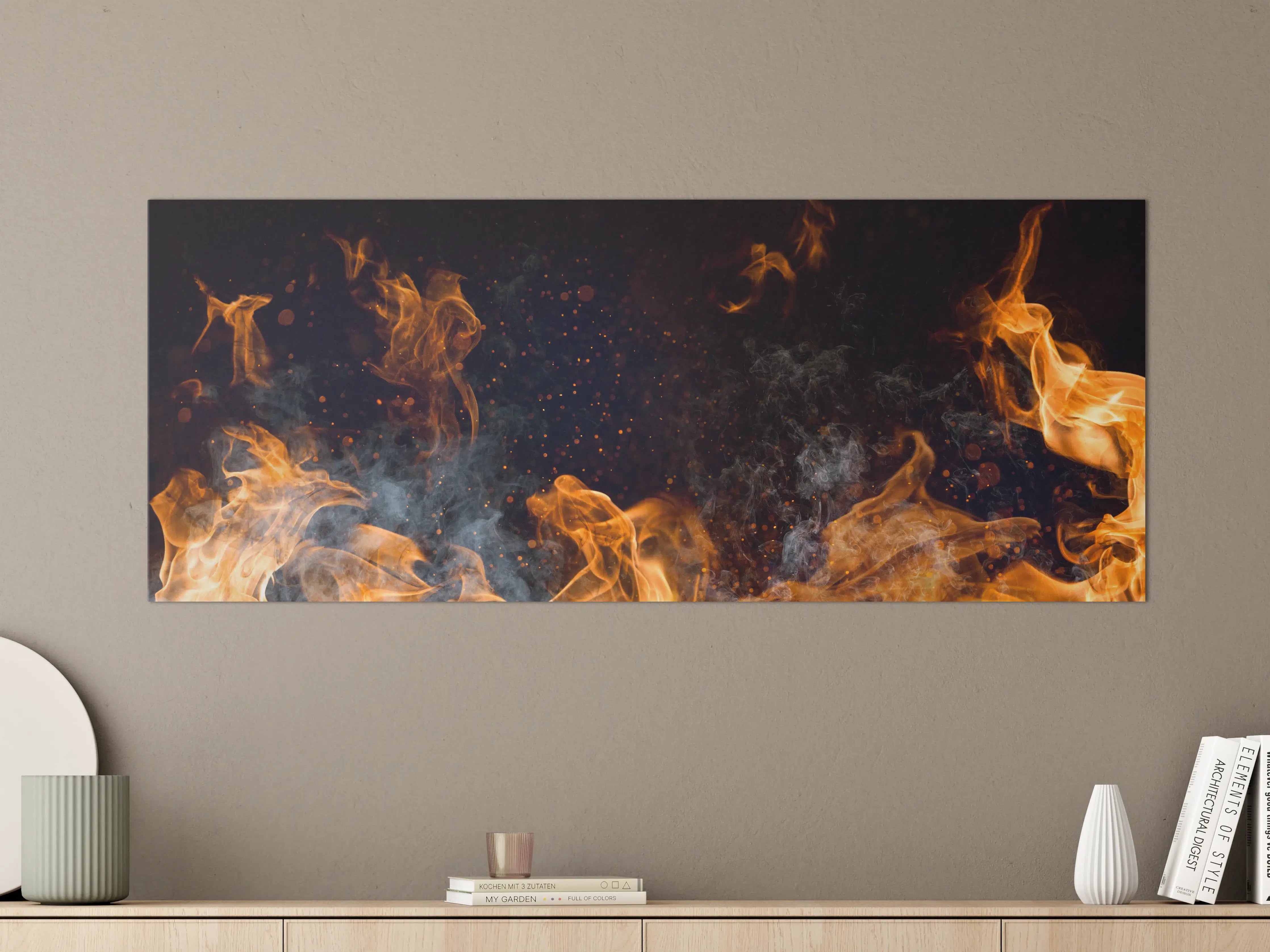 Große Wandbilder - Heißes Lagerfeuer mit Rauch
