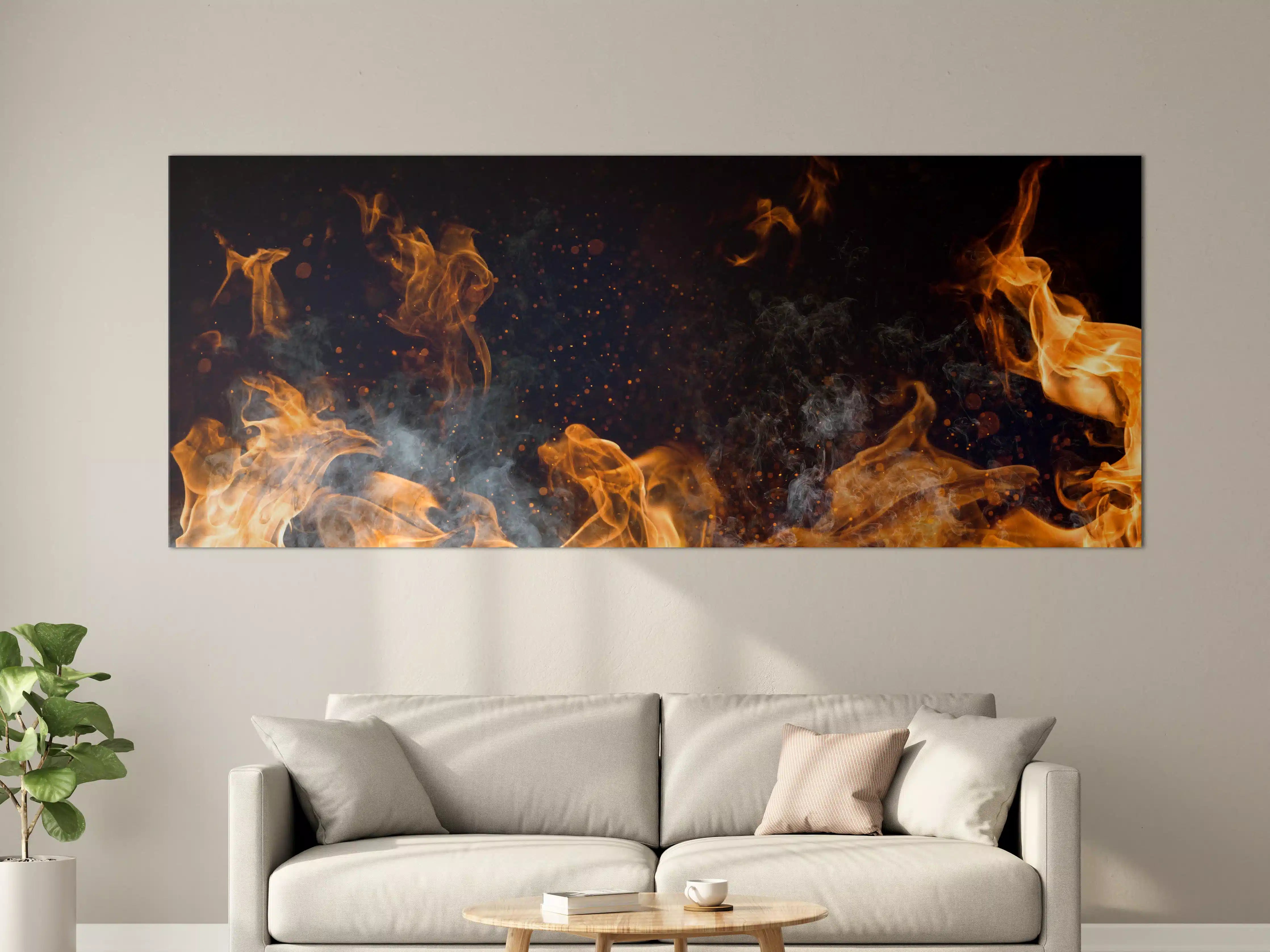 Große Wandbilder - Heißes Lagerfeuer mit Rauch
