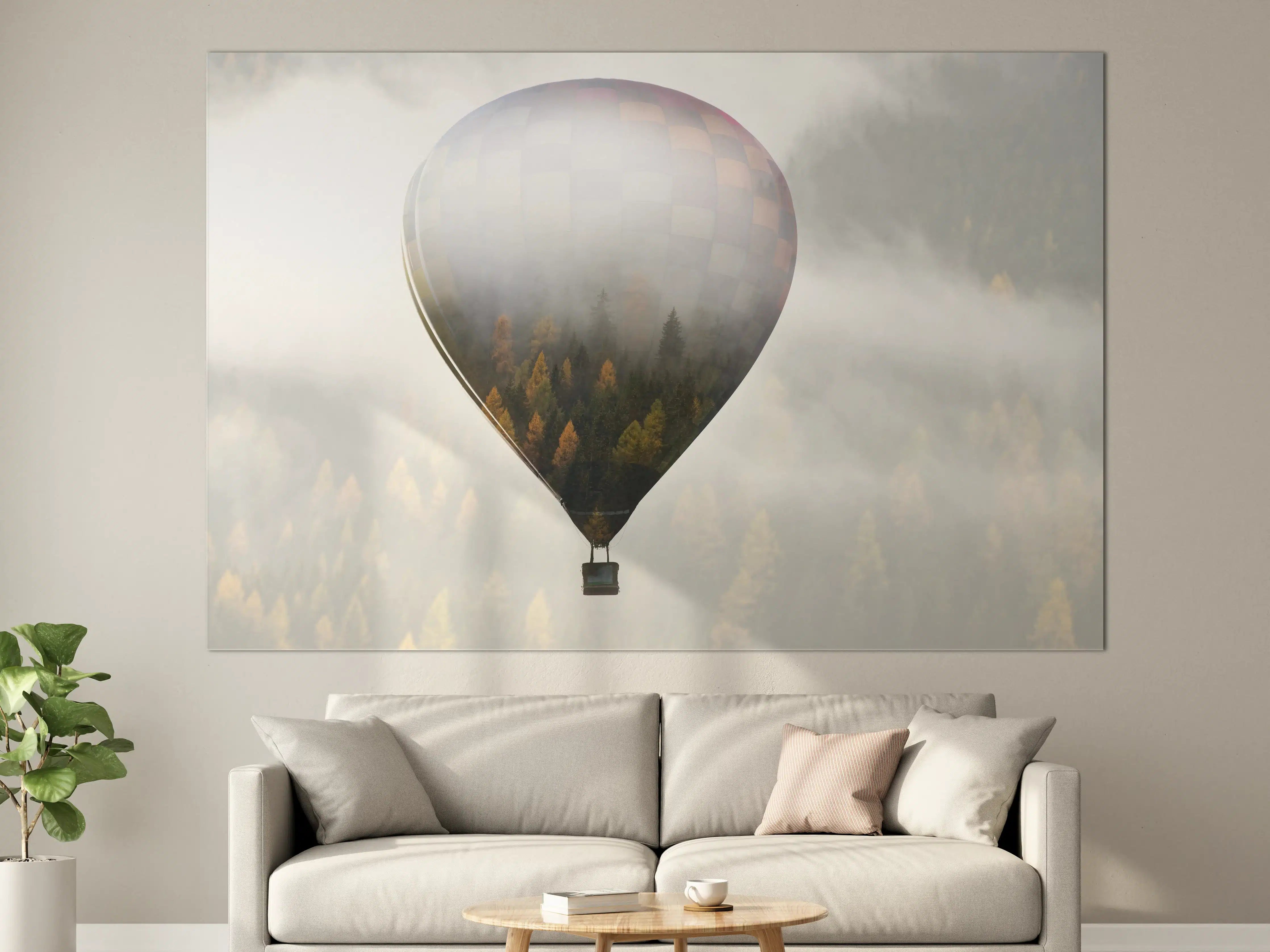 Große Wandbilder - Heißluftballon - Spiegelung des Waldes