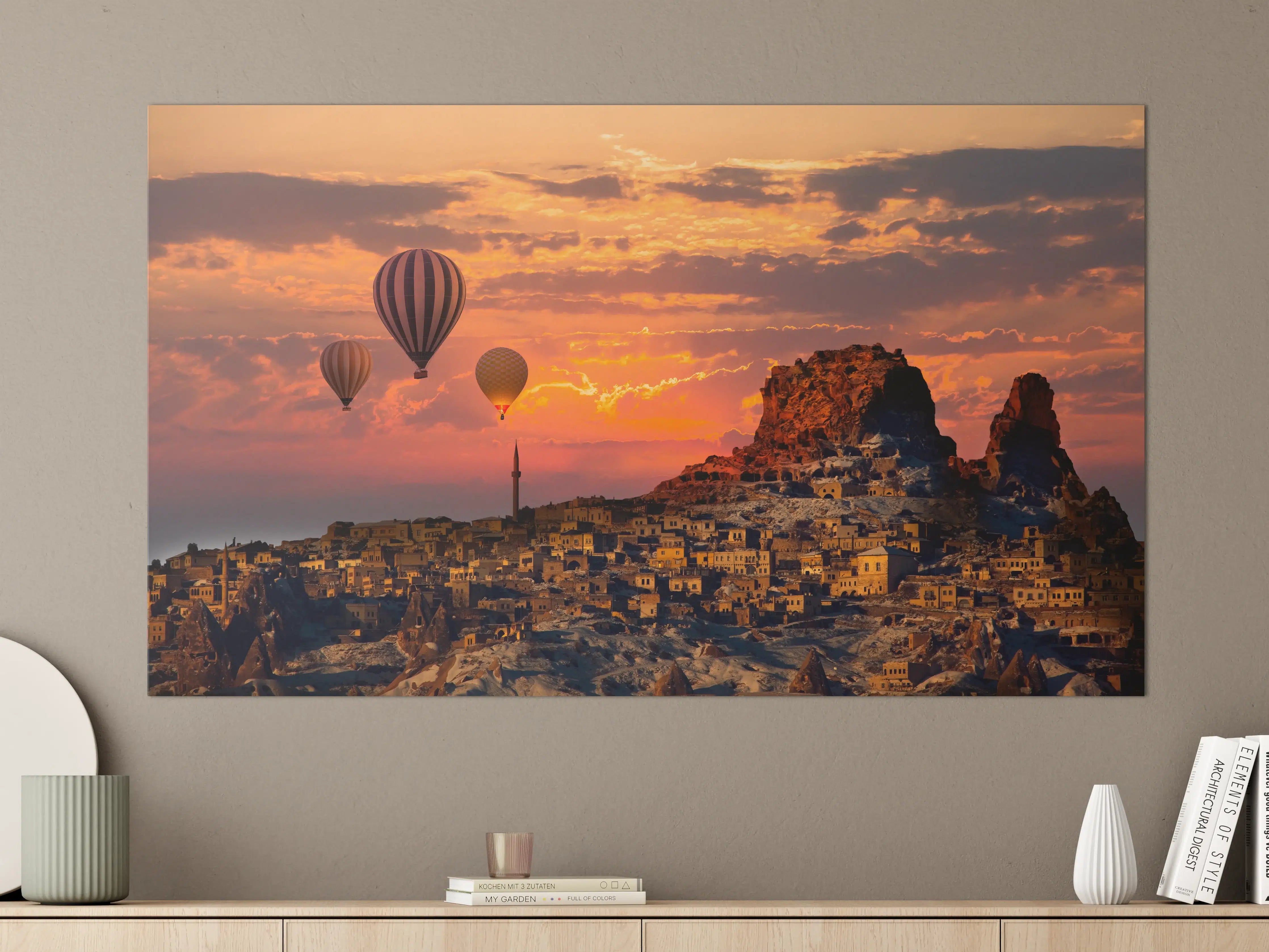 Große Wandbilder - Heißluftballons über Kappadokien - Sonnenuntergang