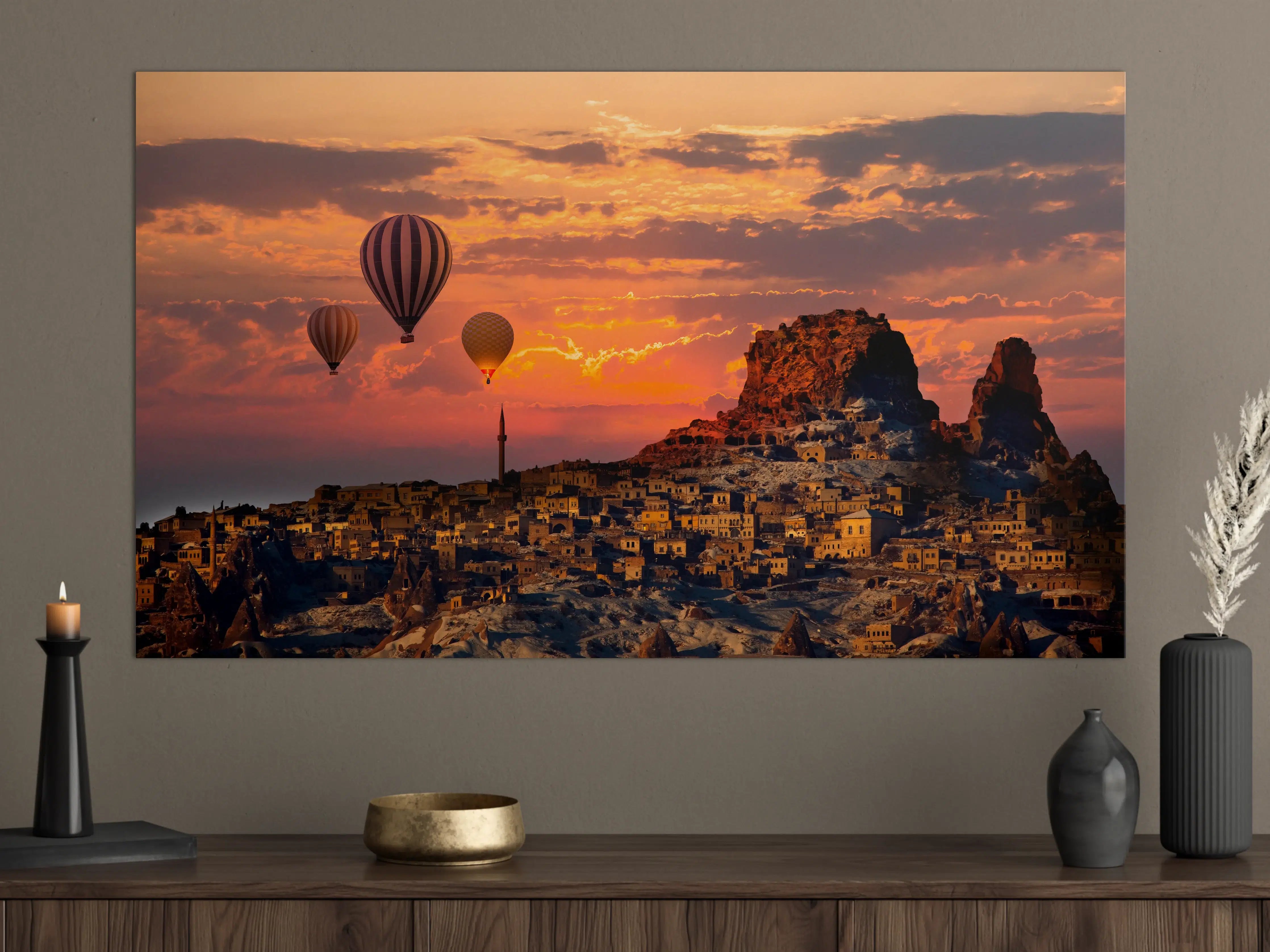 Große Wandbilder - Heißluftballons über Kappadokien - Sonnenuntergang