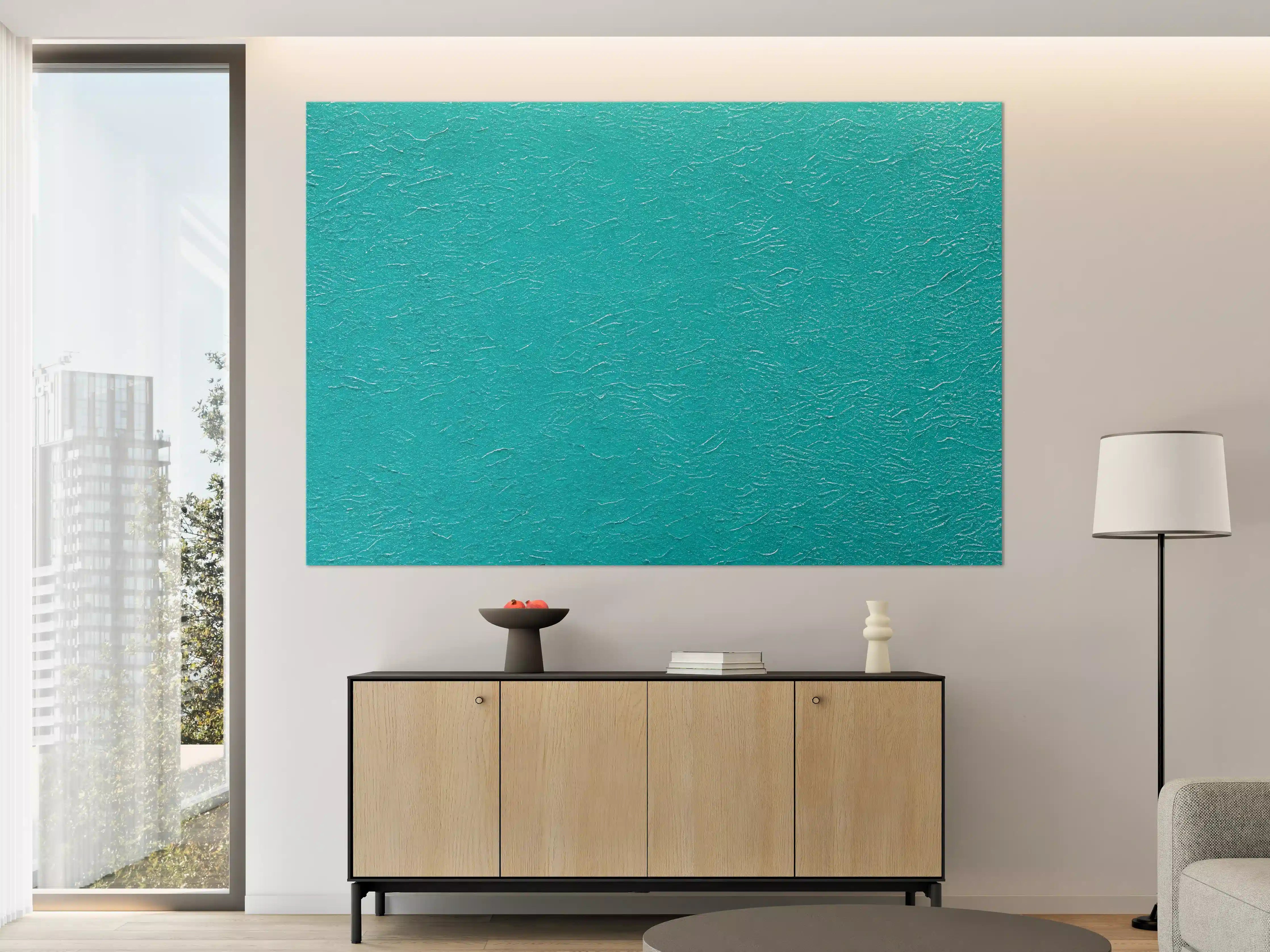 Große Wandbilder - Hellblaue Wand Struktur