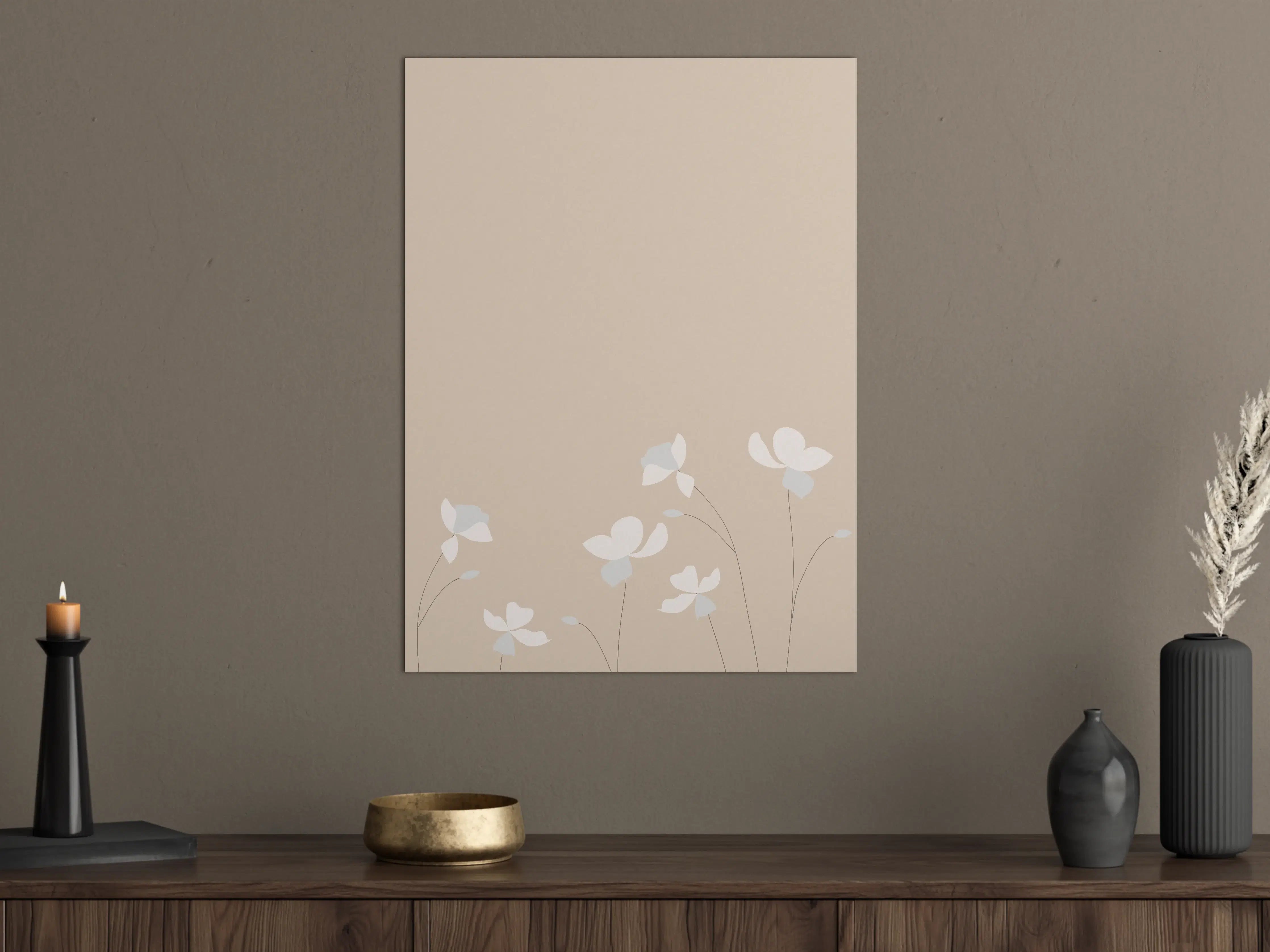 Große Wandbilder - Helle Blumen auf neutralem Hintergrund