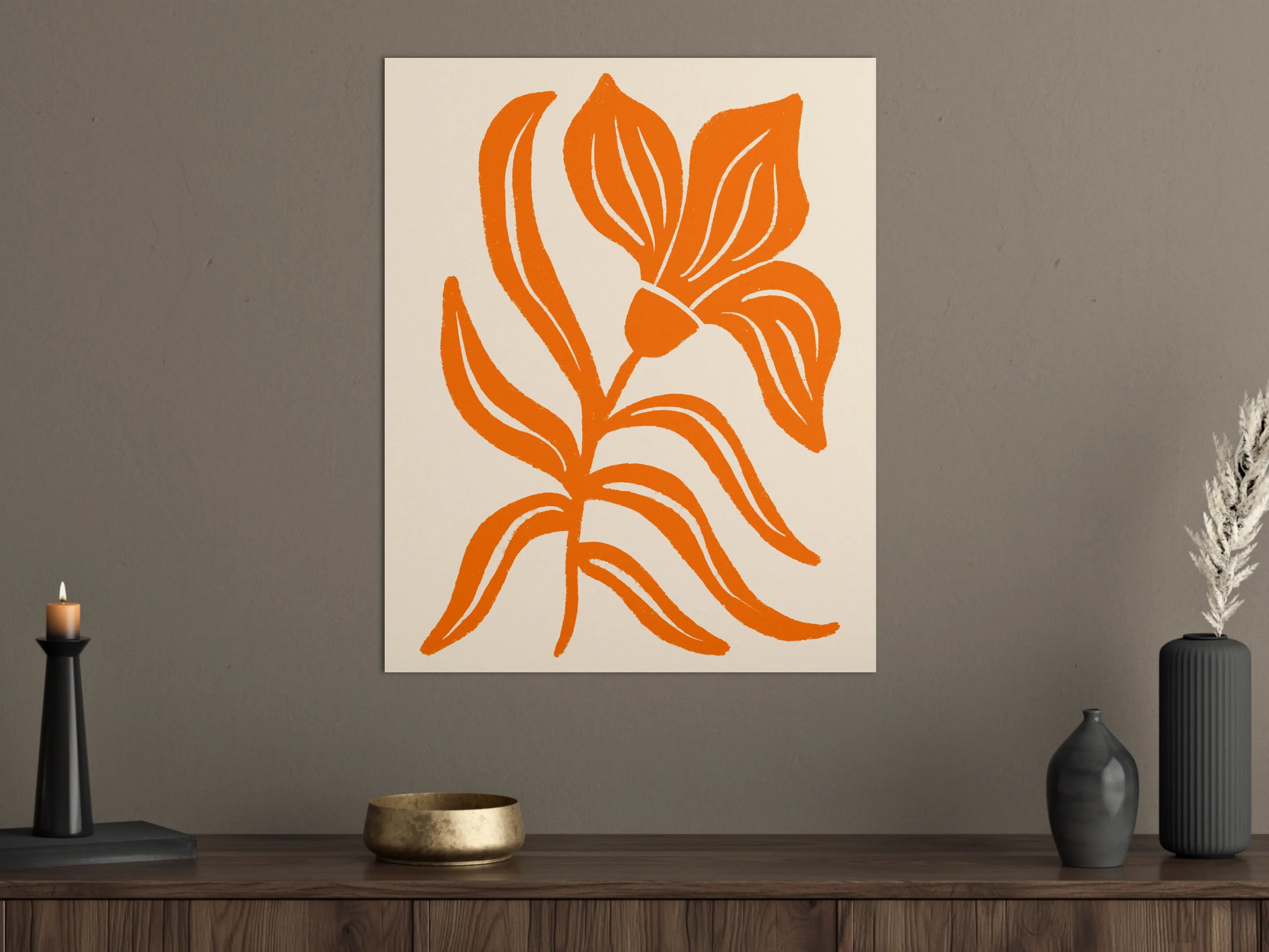 Große Wandbilder - Helle Orange Blumenillustration