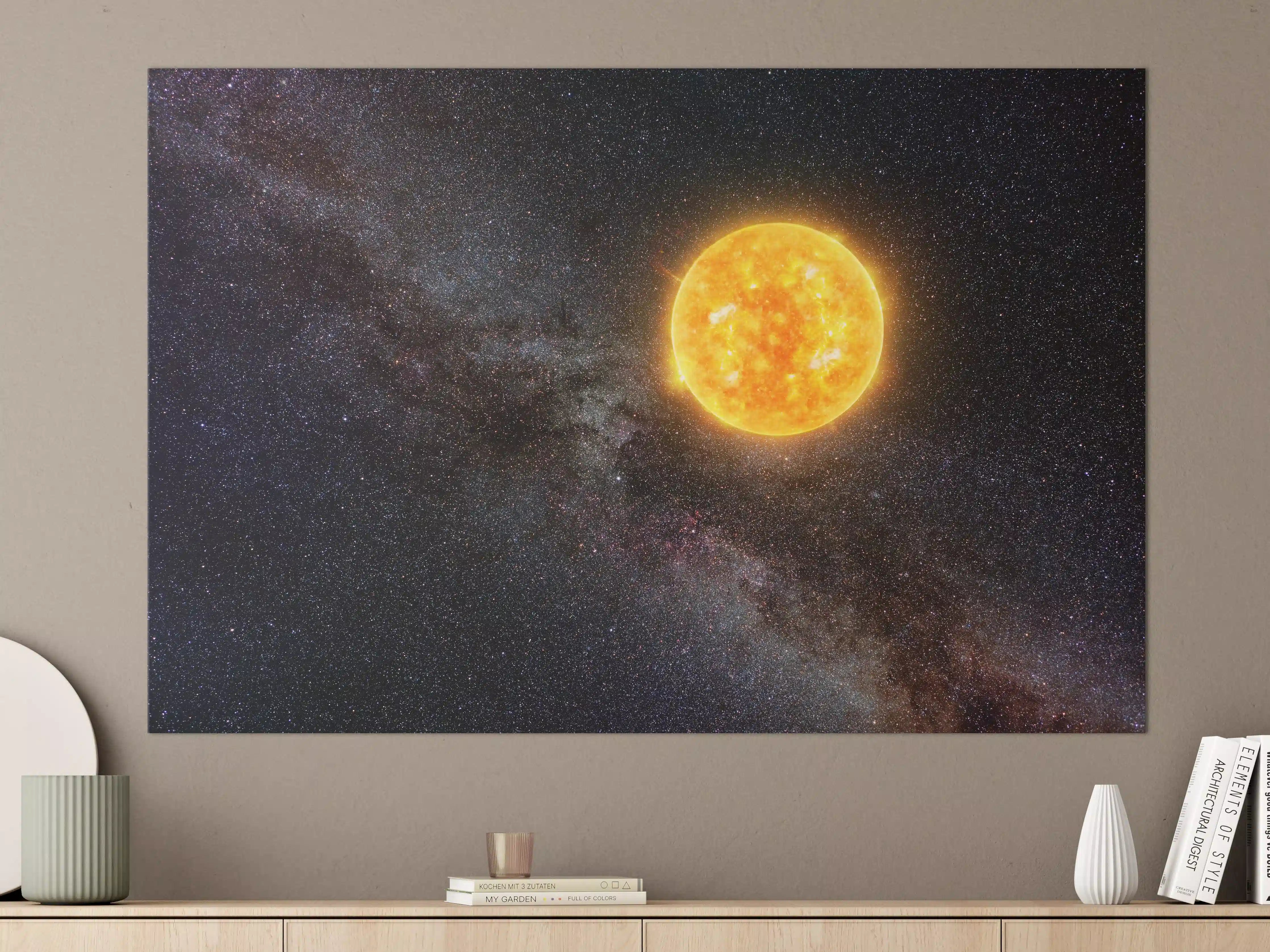 Große Wandbilder - Helle Sonne vor dunklem Sternenhimmel