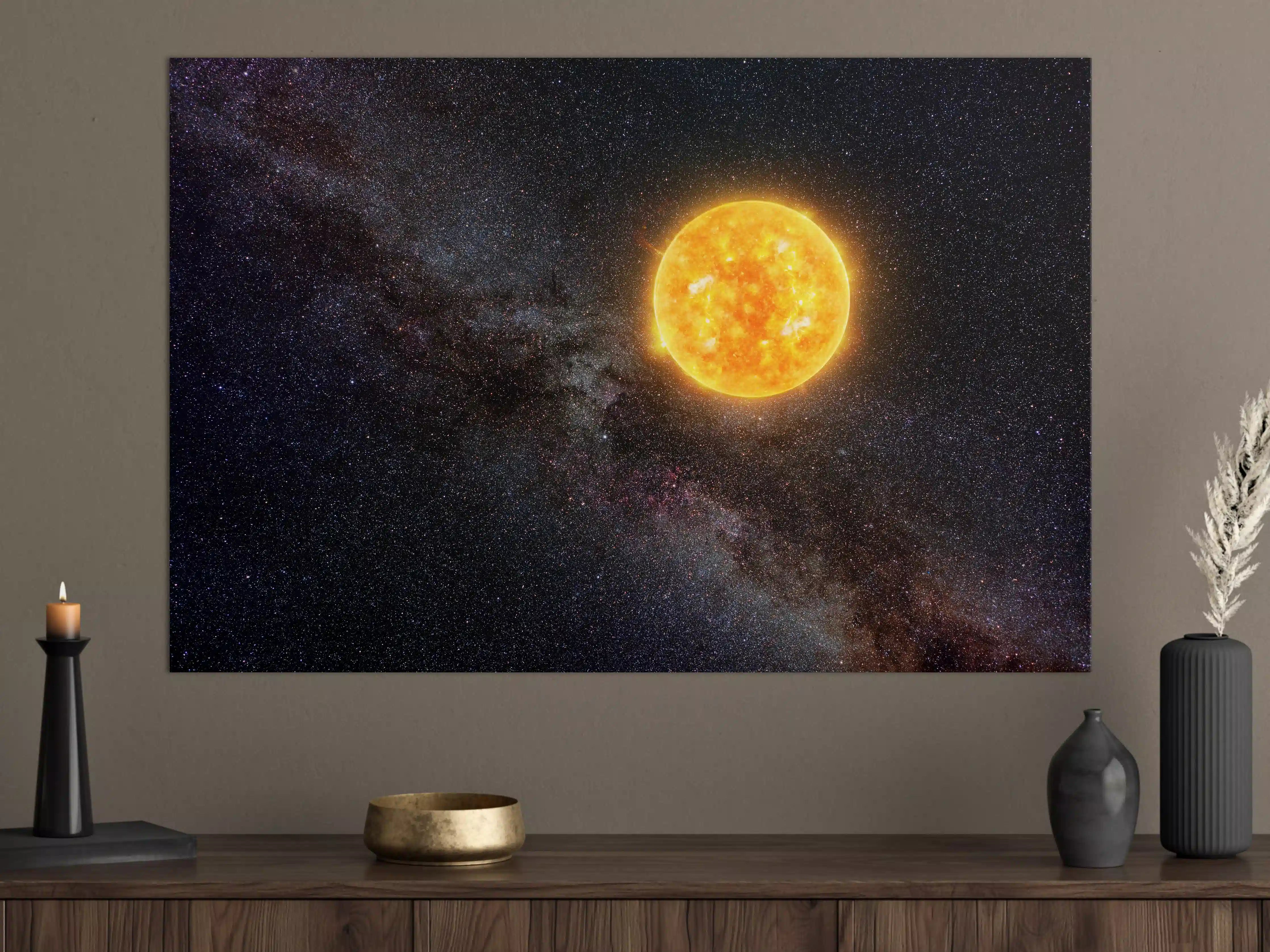 Große Wandbilder - Helle Sonne vor dunklem Sternenhimmel