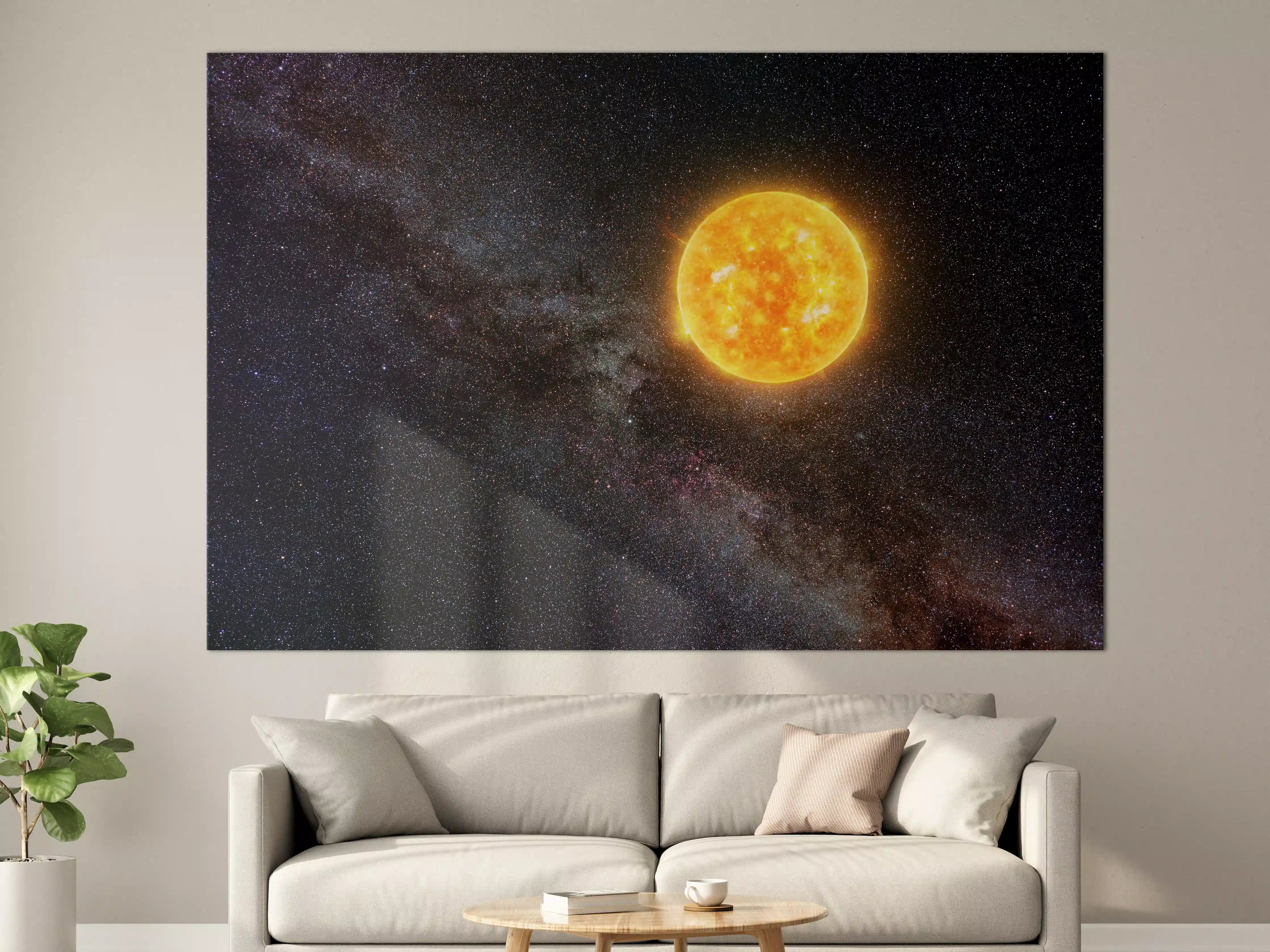 Große Wandbilder - Helle Sonne vor dunklem Sternenhimmel