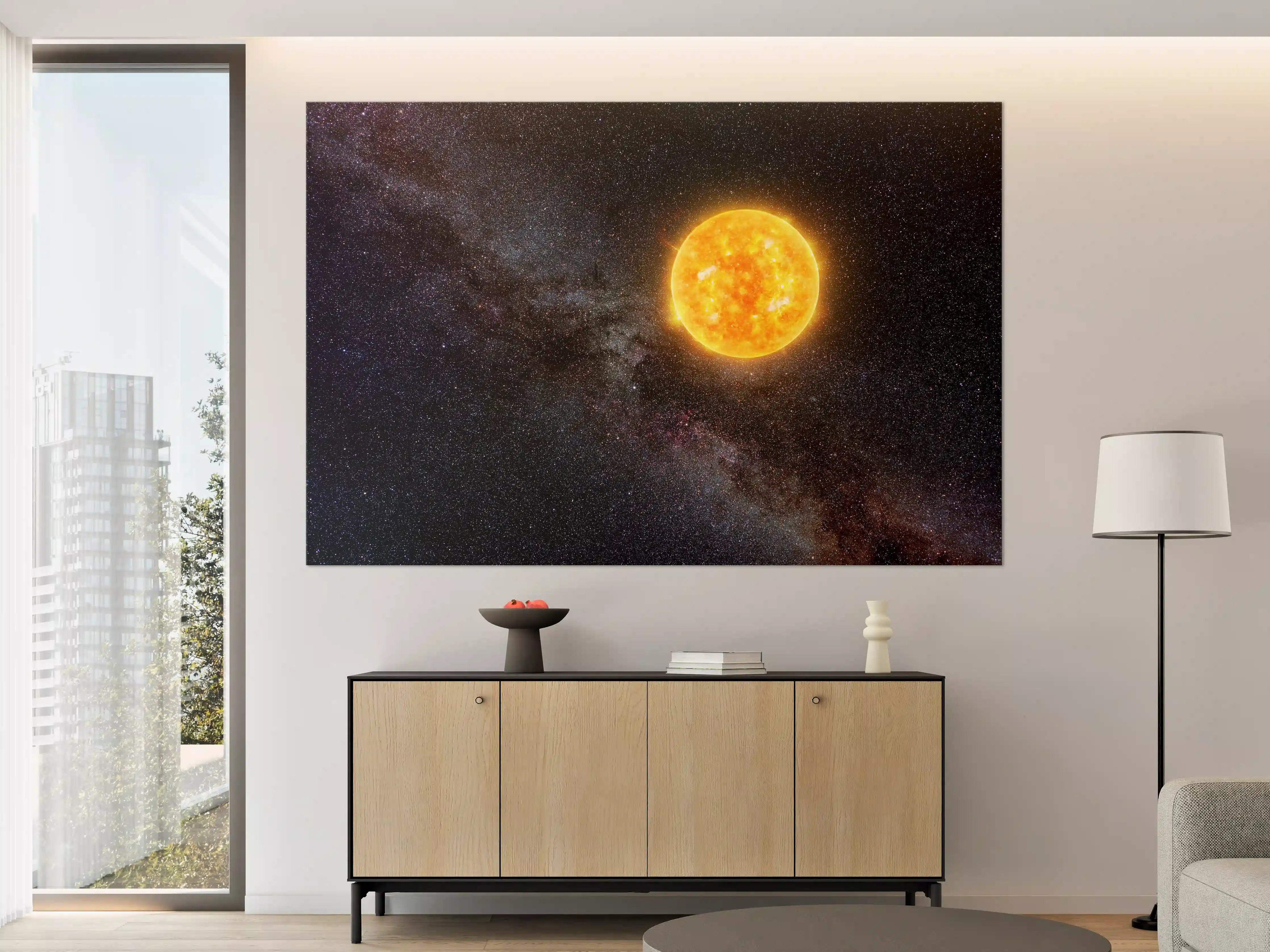 Große Wandbilder - Helle Sonne vor dunklem Sternenhimmel