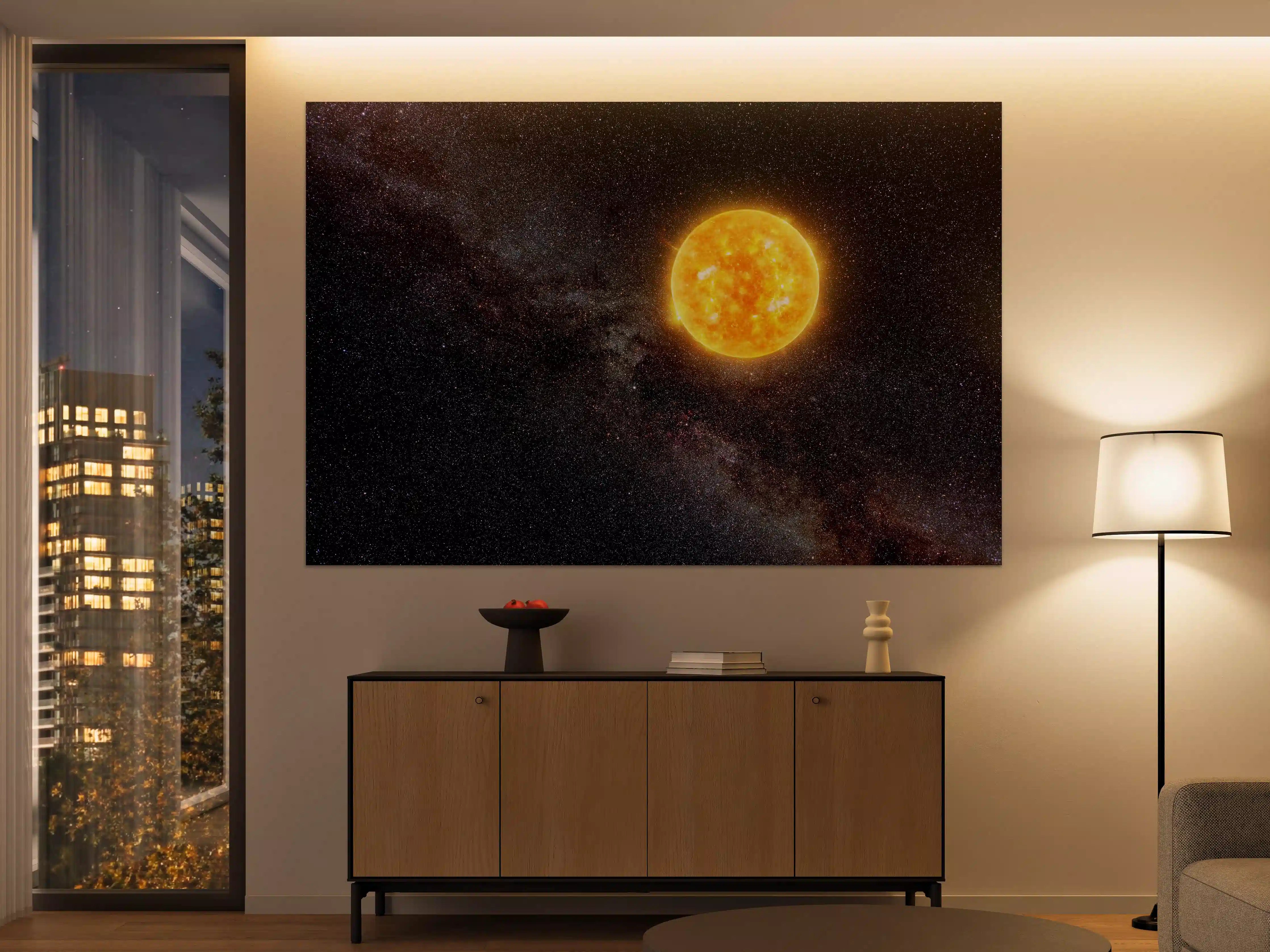 Große Wandbilder - Helle Sonne vor dunklem Sternenhimmel
