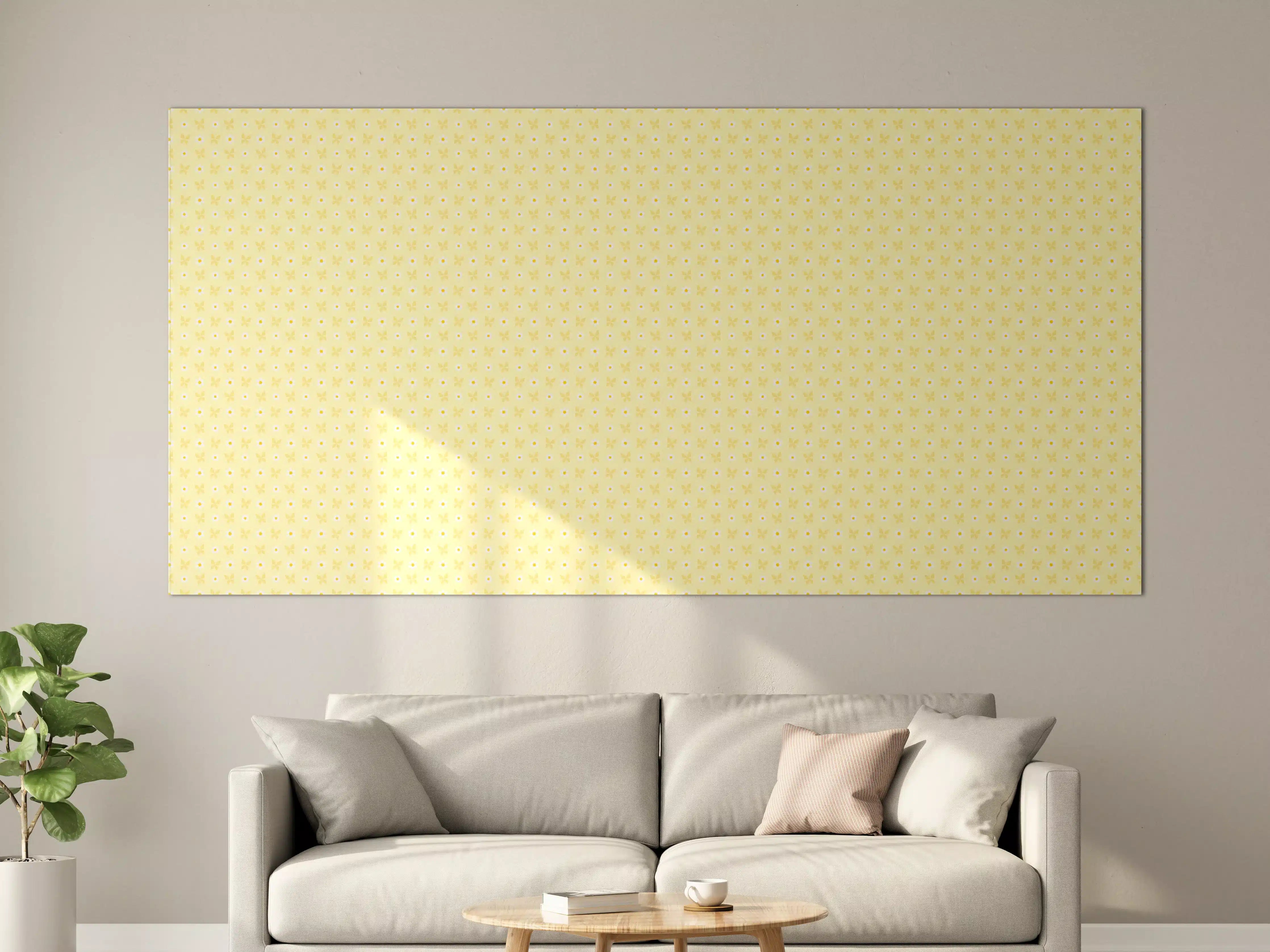 Große Wandbilder - Helle gelbe Wand mit Mustern