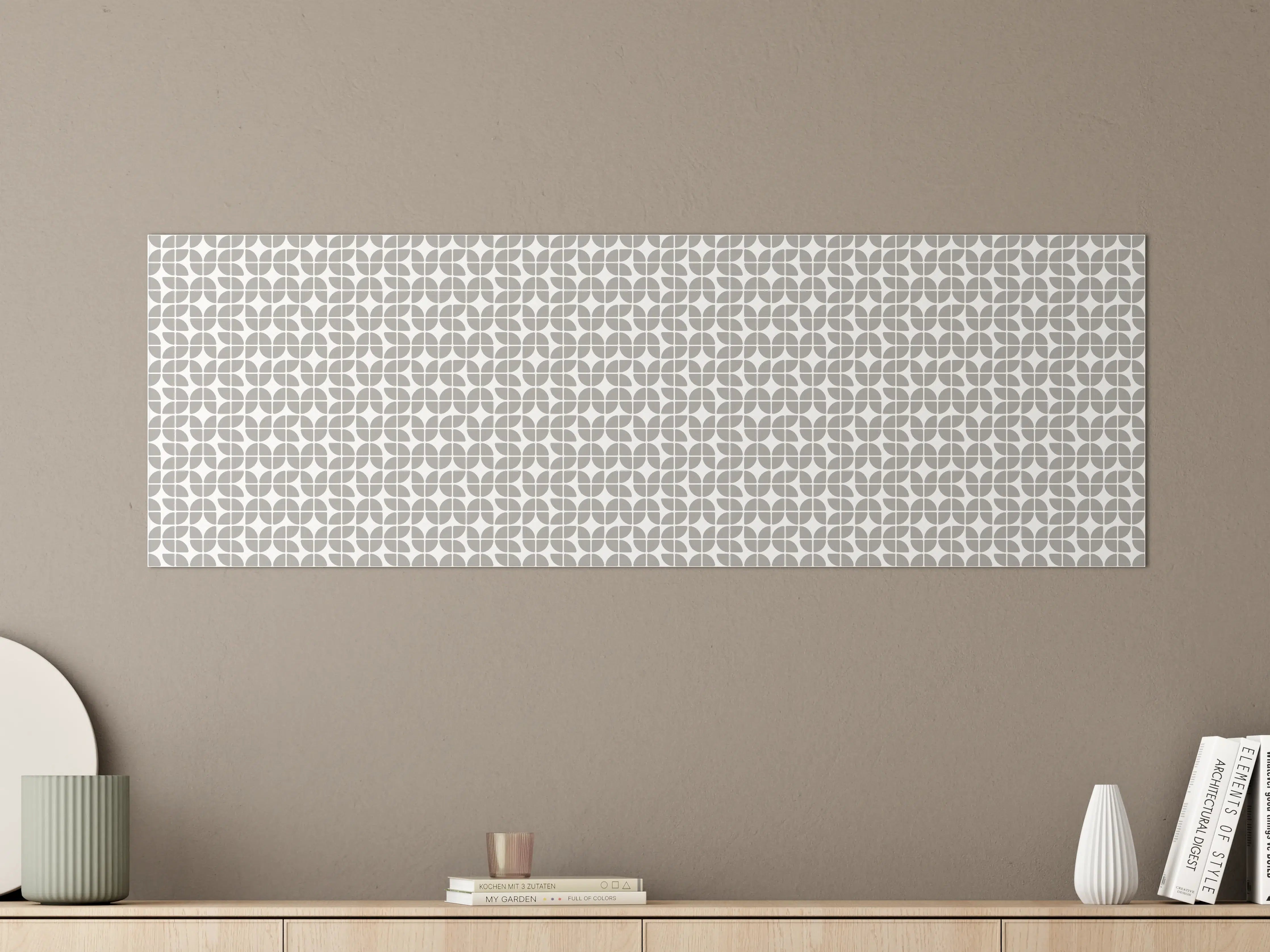 Große Wandbilder - Helle geometrische Fliesenmuster in Grau