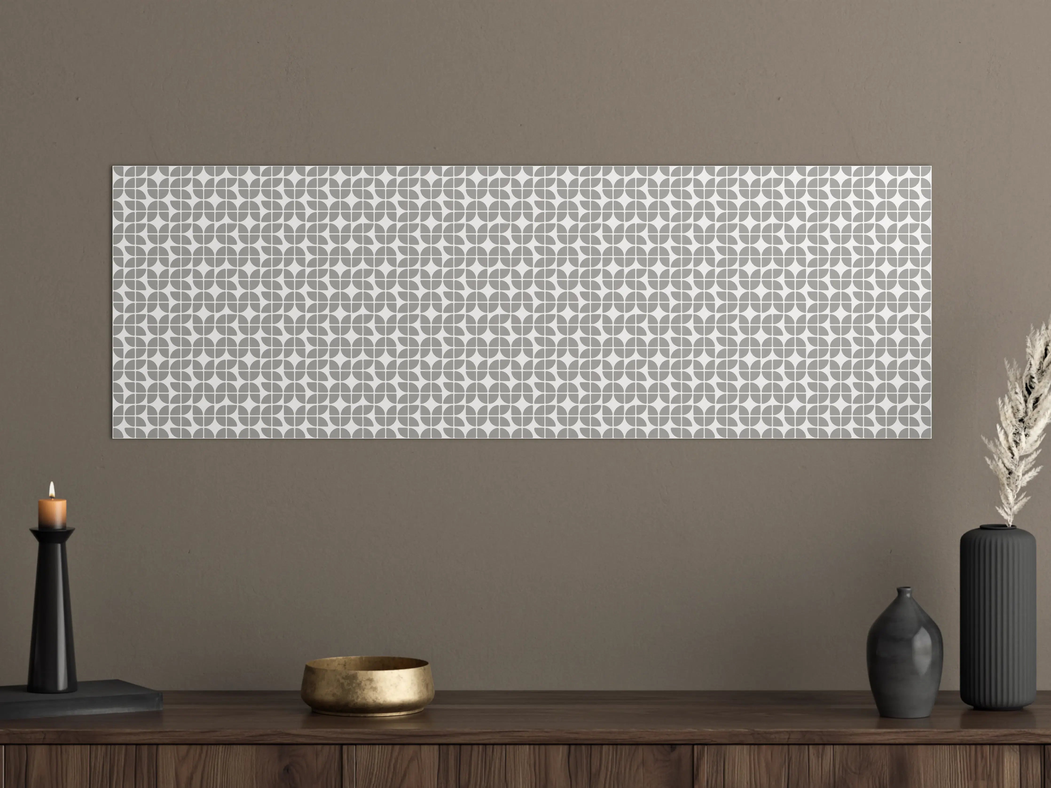 Große Wandbilder - Helle geometrische Fliesenmuster in Grau