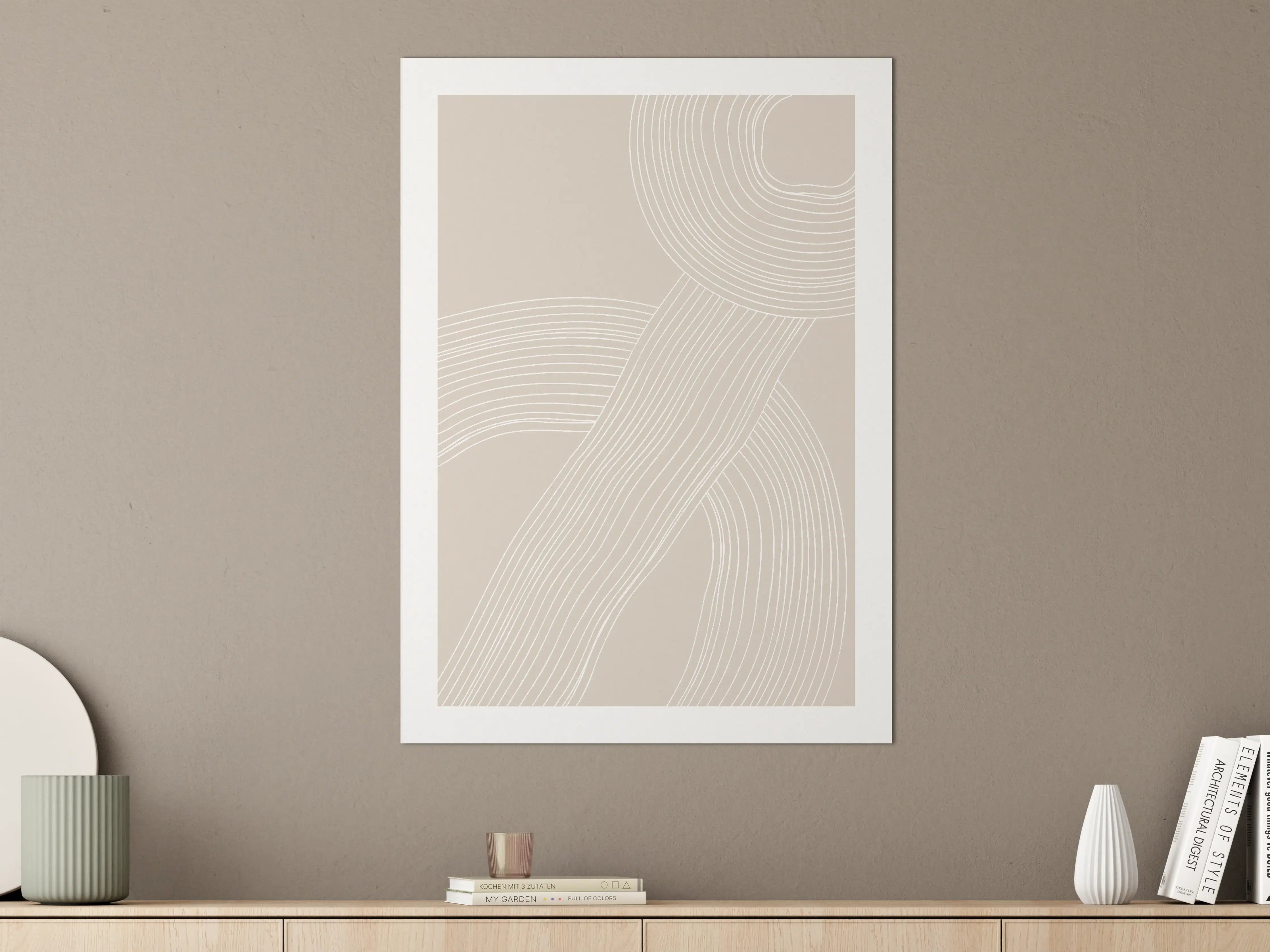 Große Wandbilder - Helle, elegante Linienführung in neutralen Tönen