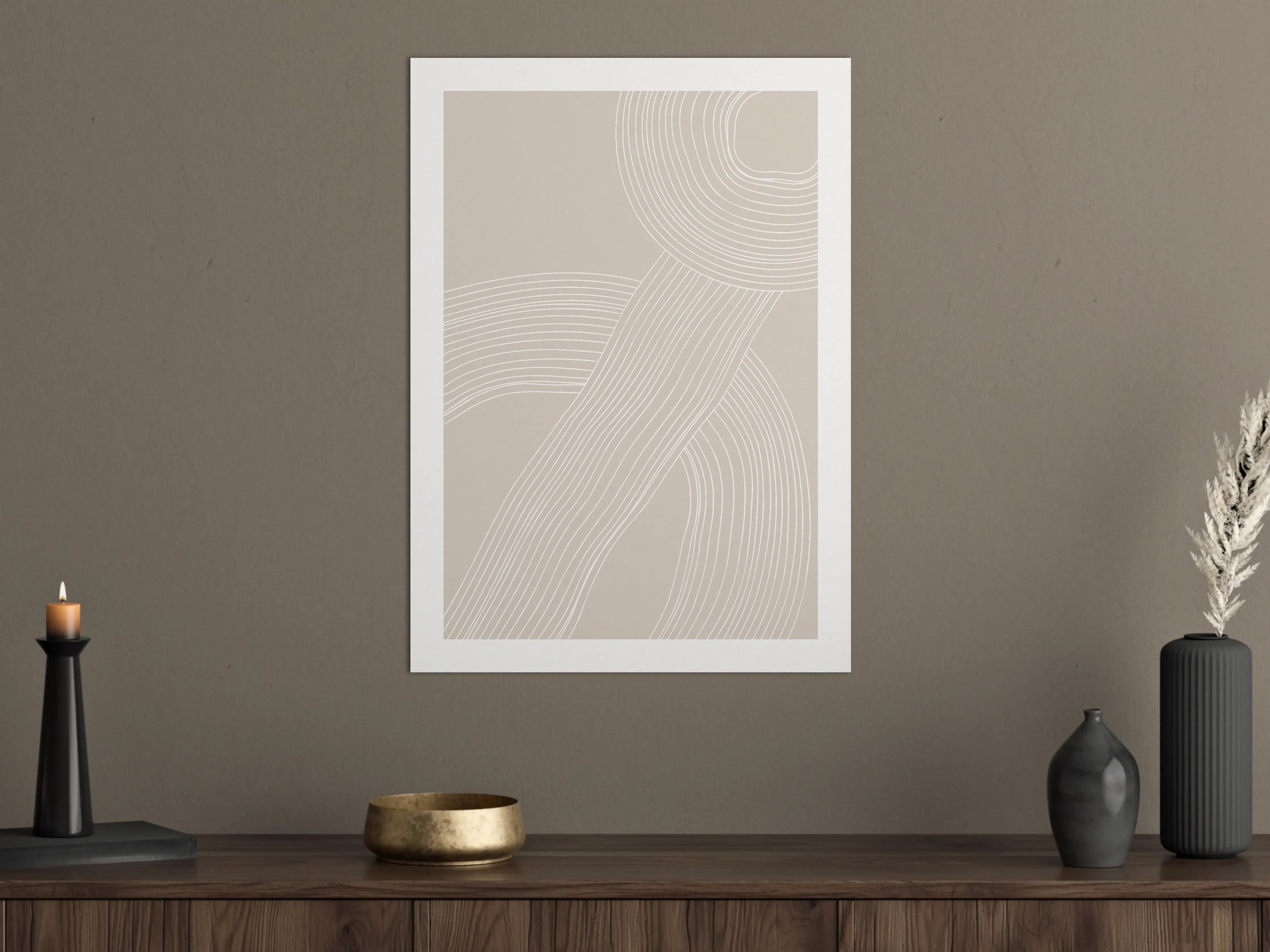 Große Wandbilder - Helle, elegante Linienführung in neutralen Tönen