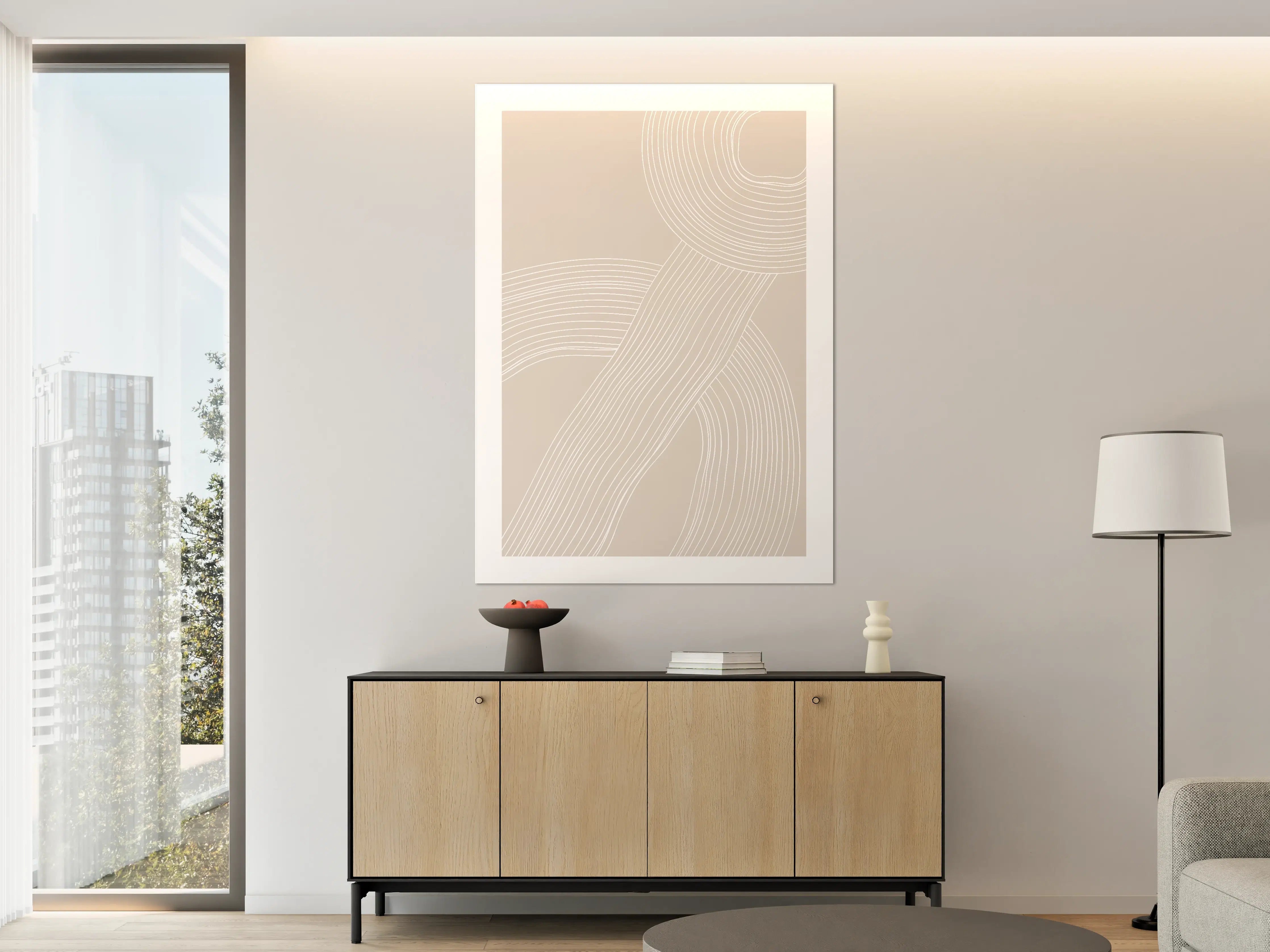 Große Wandbilder - Helle, elegante Linienführung in neutralen Tönen