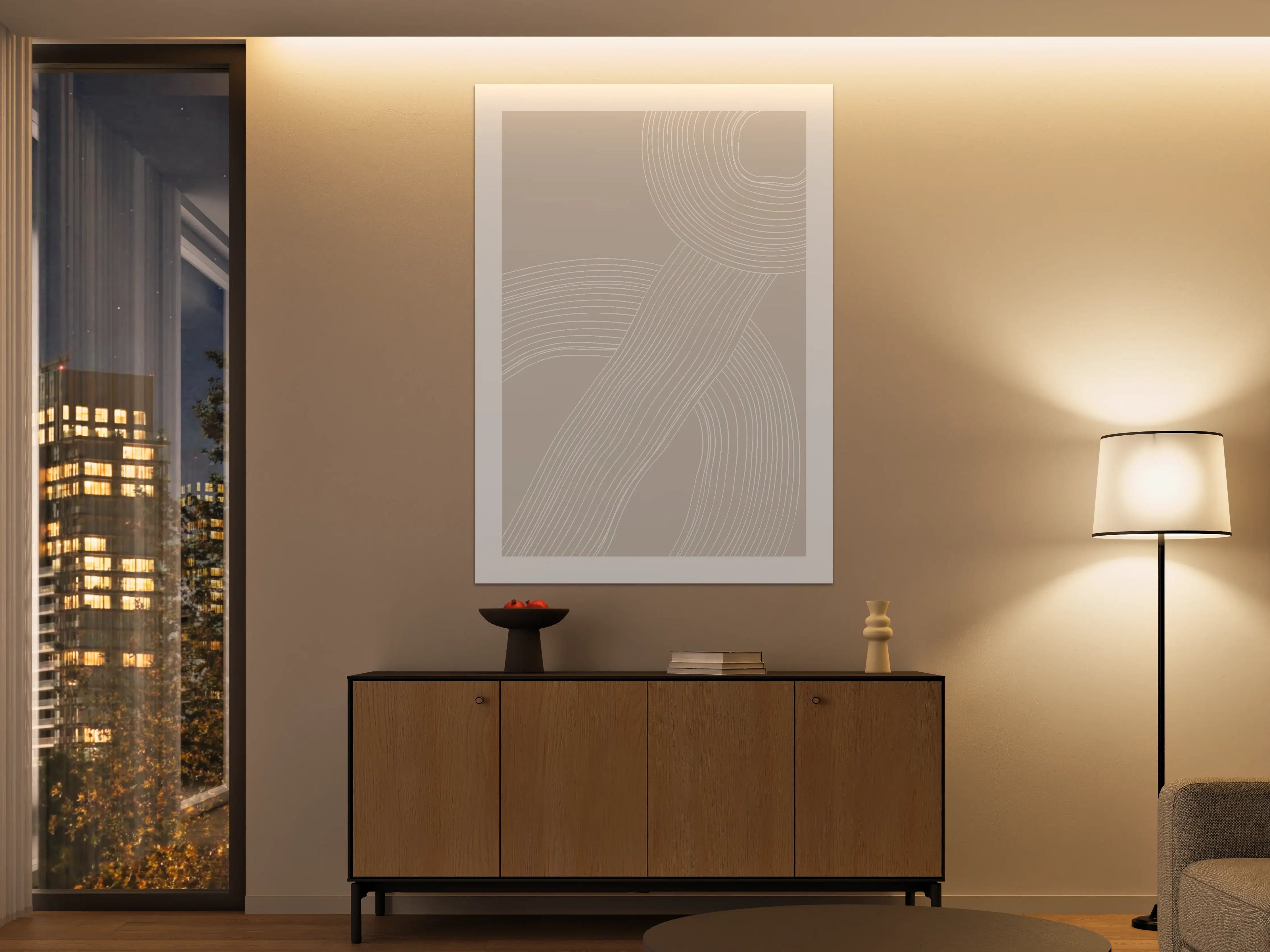 Große Wandbilder - Helle, elegante Linienführung in neutralen Tönen