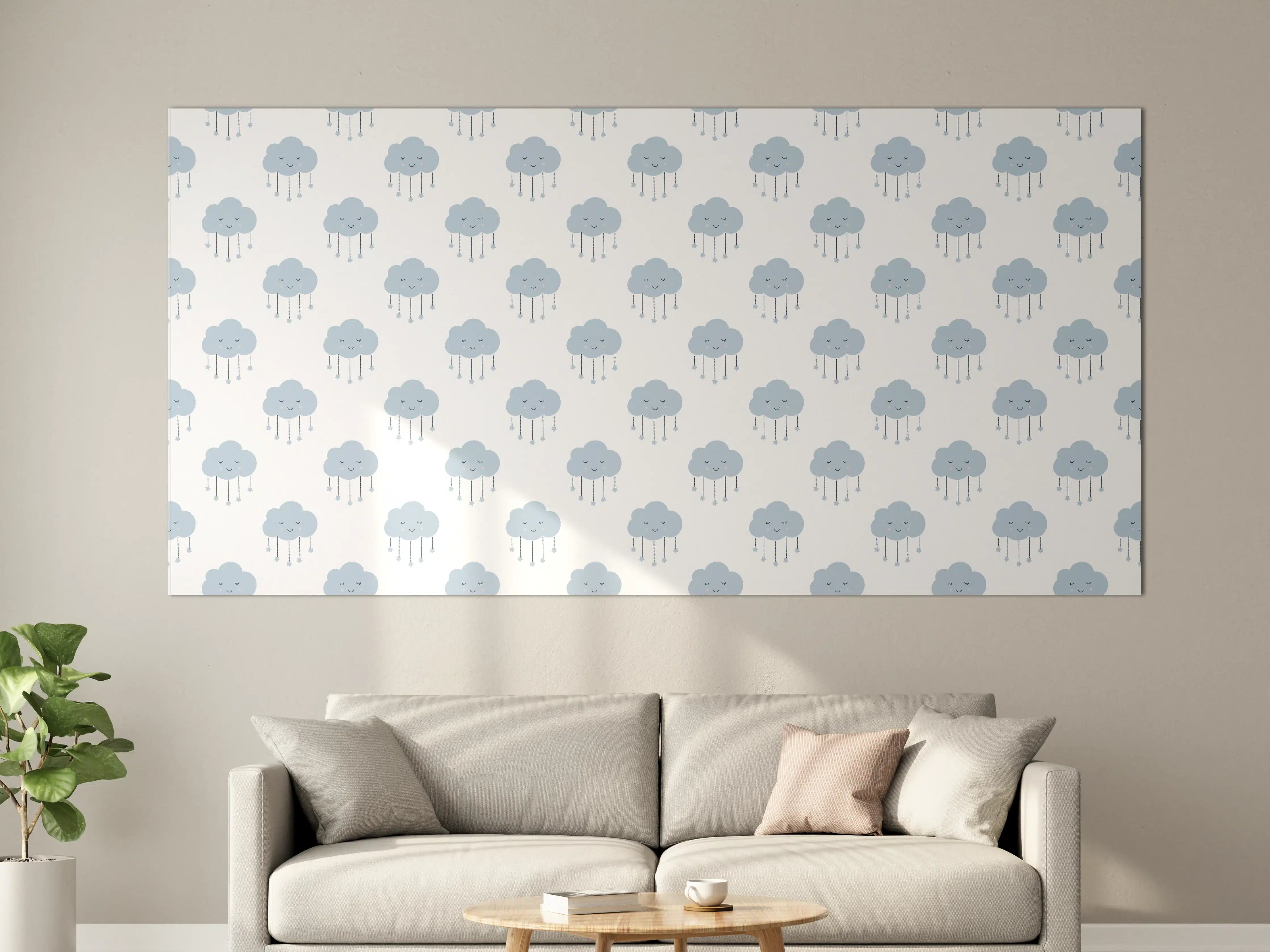 Große Wandbilder - Helle, freundliche Schaf-Pattern-Wanddeko