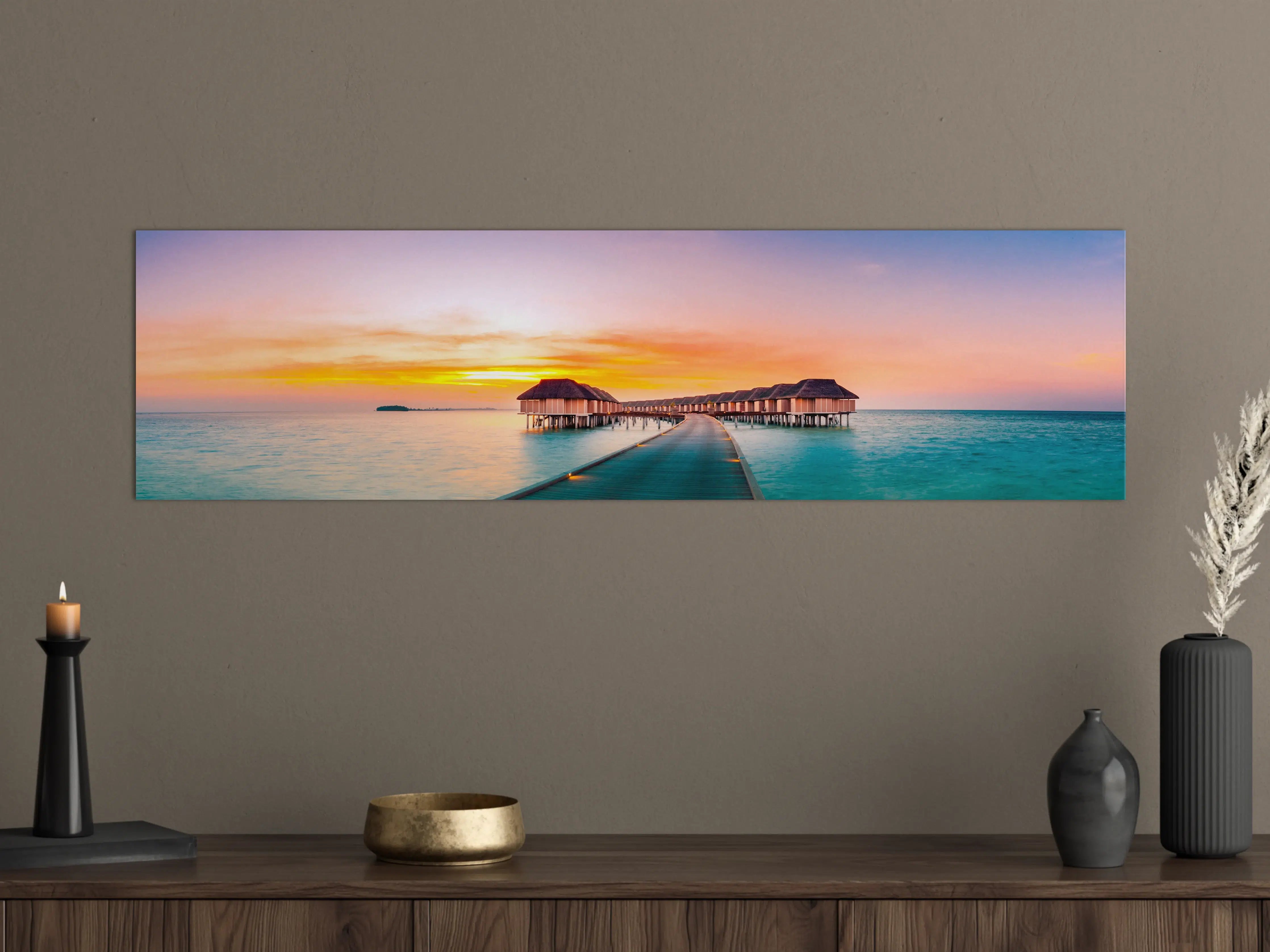 Große Wandbilder - Heller Sonnenuntergang über dem Meer