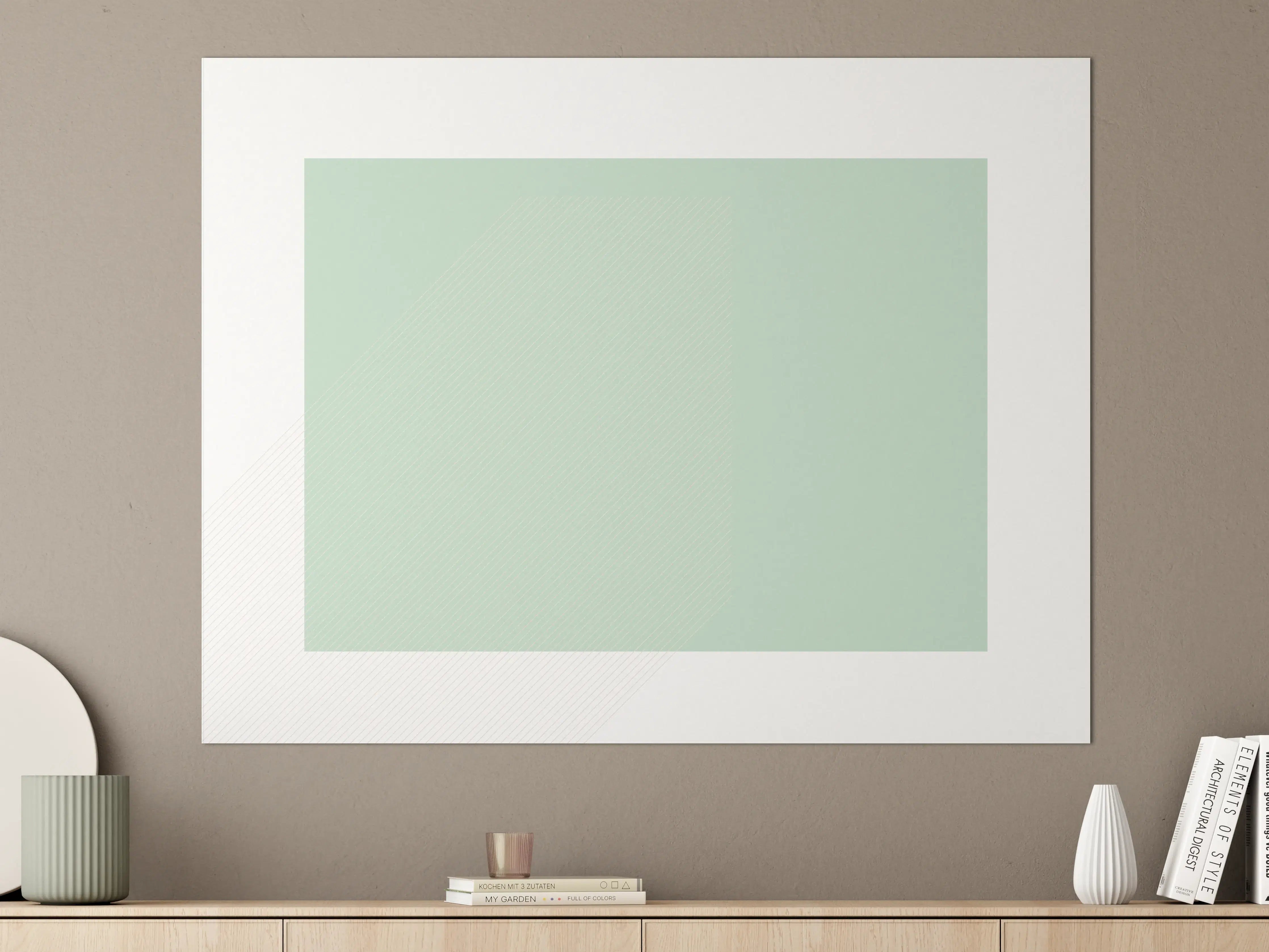 Große Wandbilder - Heller, minimalistischer Raum in Pastellgrün