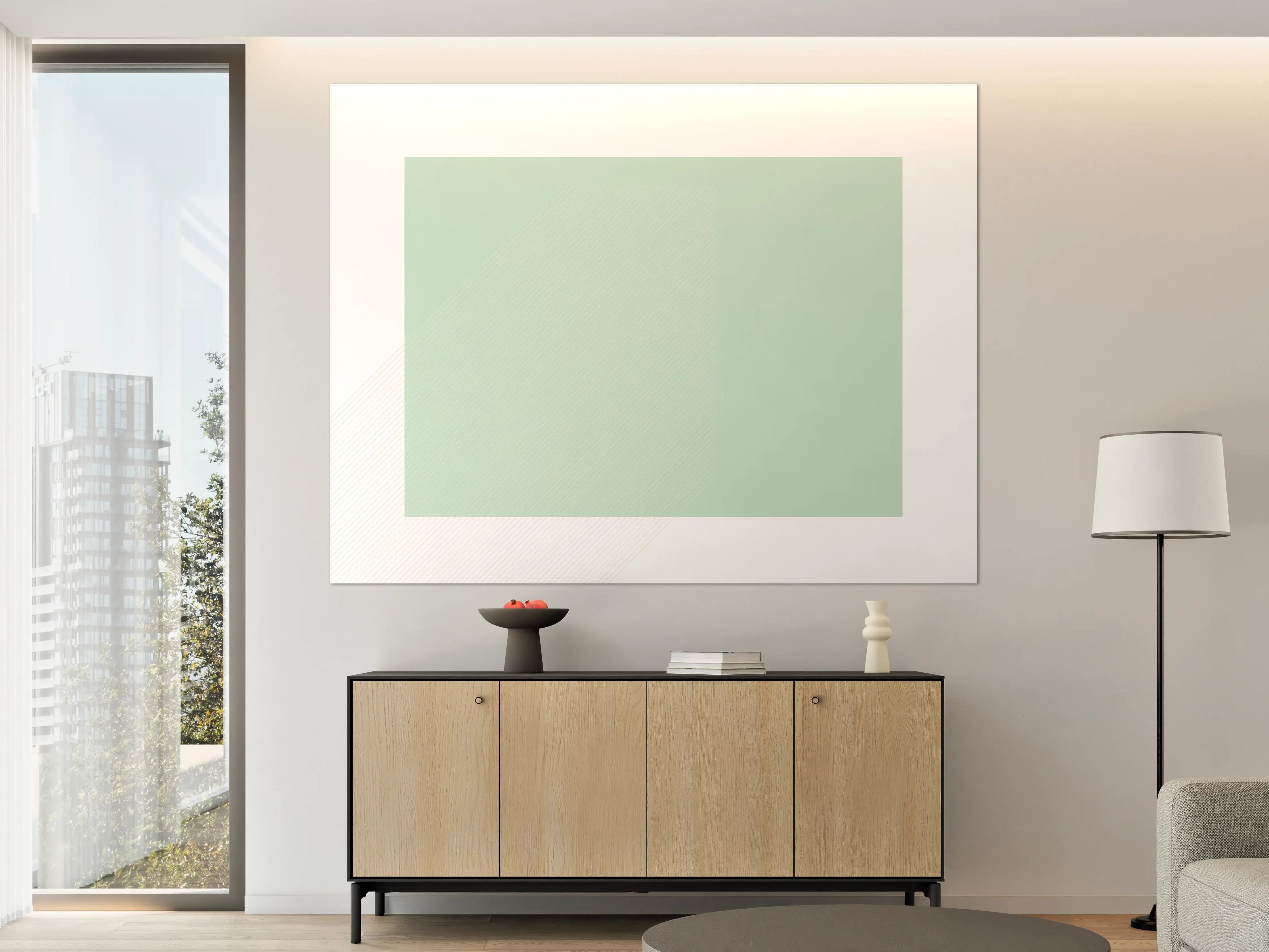 Große Wandbilder - Heller, minimalistischer Raum in Pastellgrün